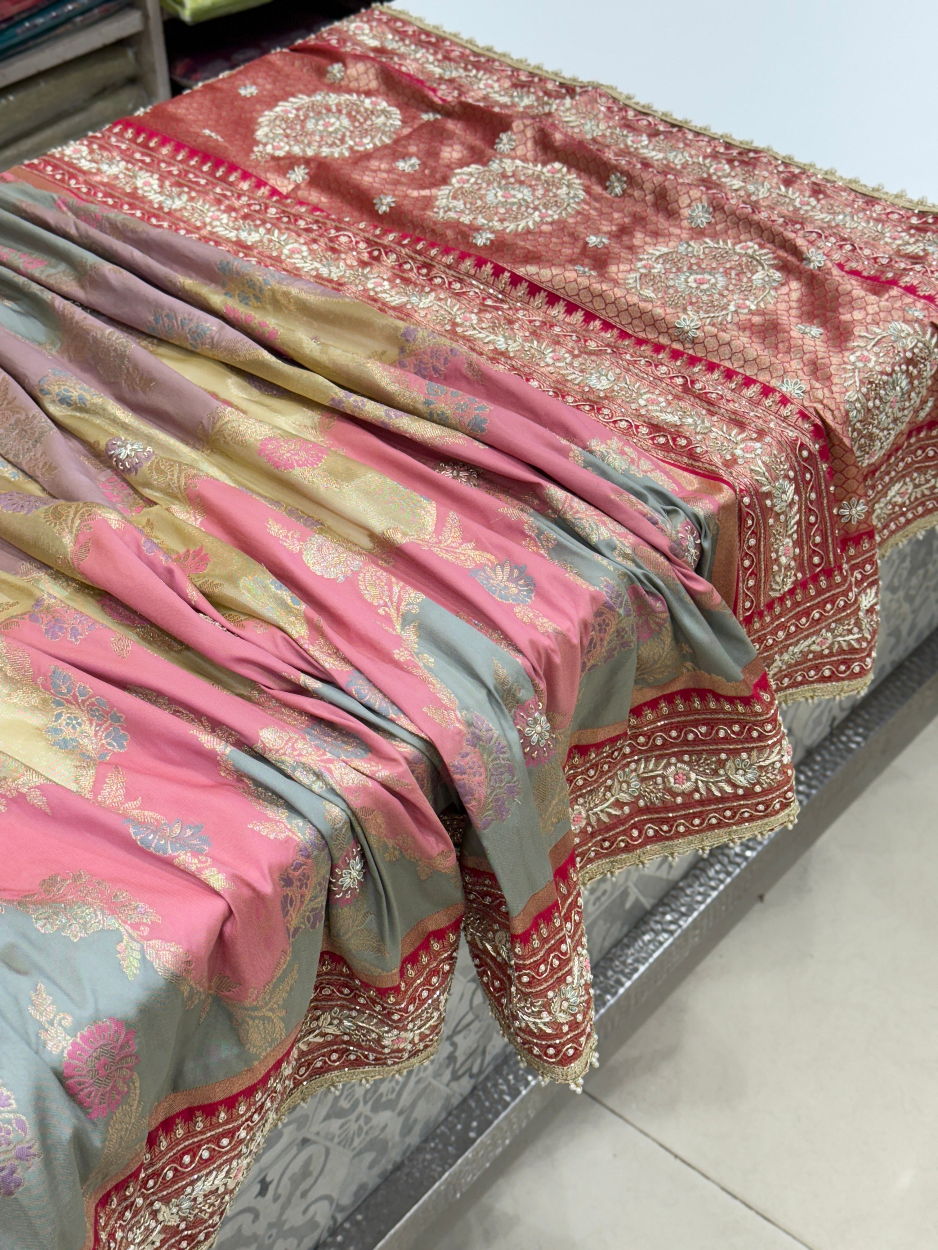 Banarasi Rangkat Tissue Weaved Zardosi Embroidery Saree