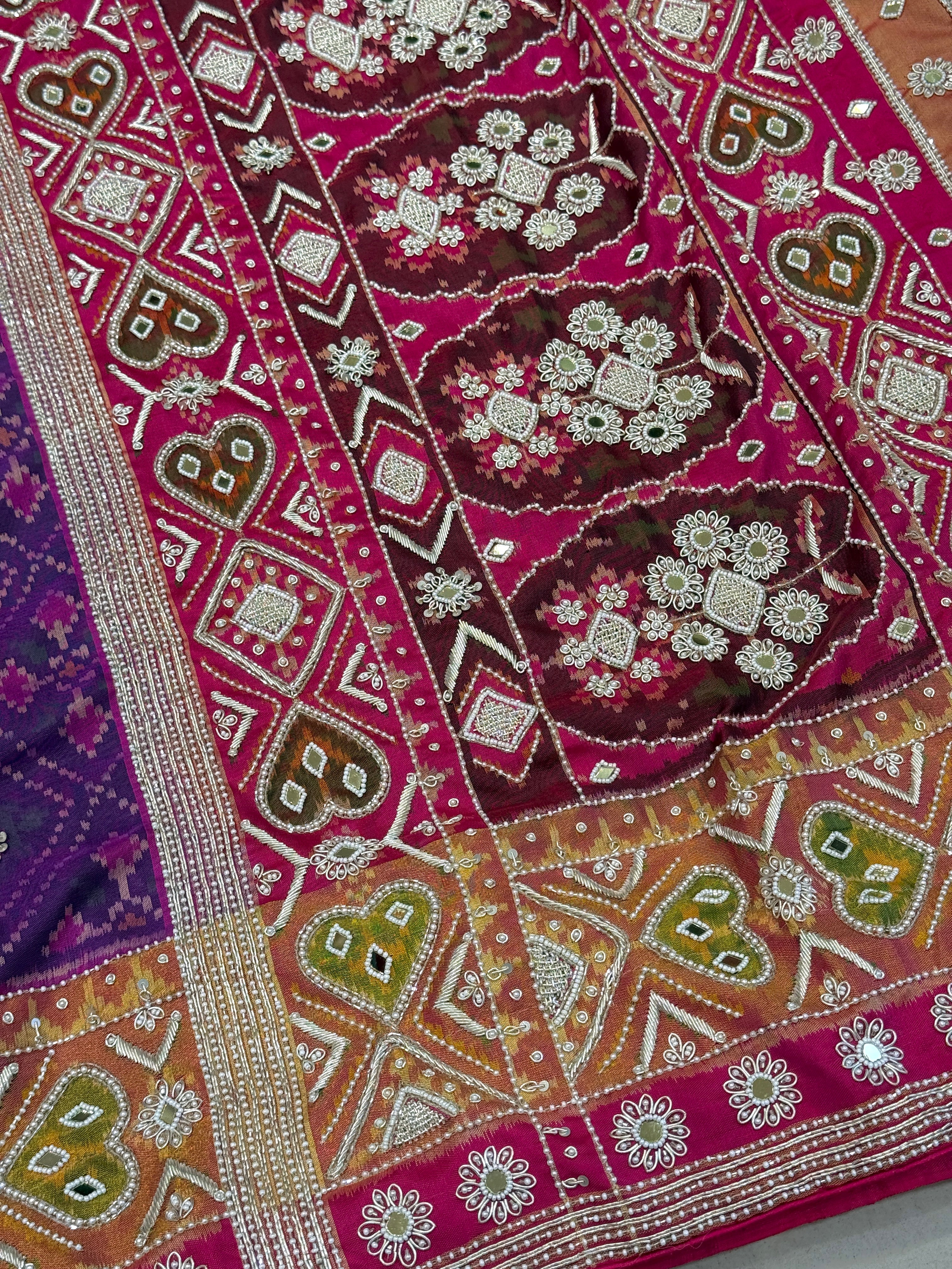 Violet Handloom Patola with Zardozi Moti Embroidery