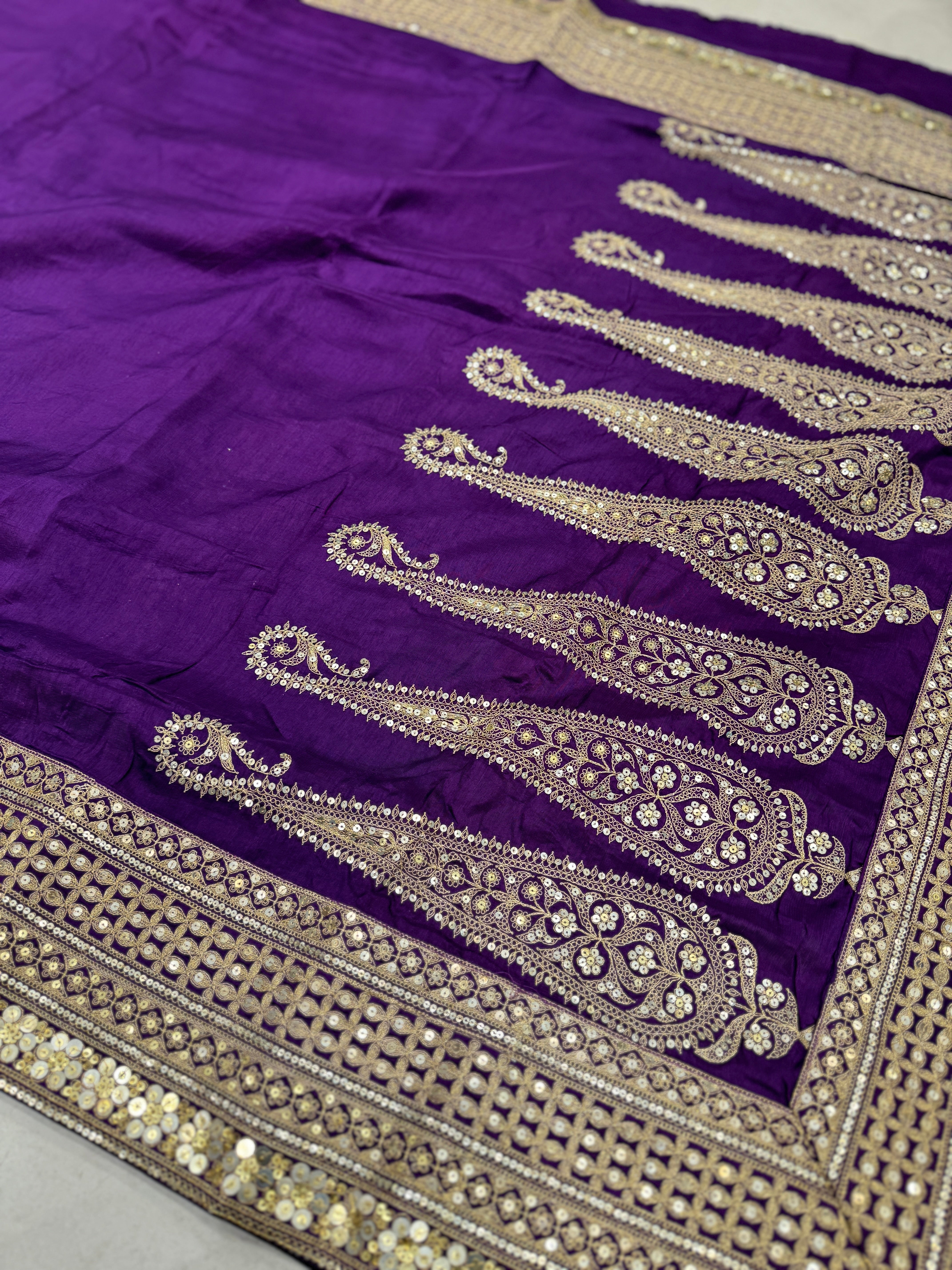 Wine Marodi Embroidery Pure Silk Saree Pallu Butta