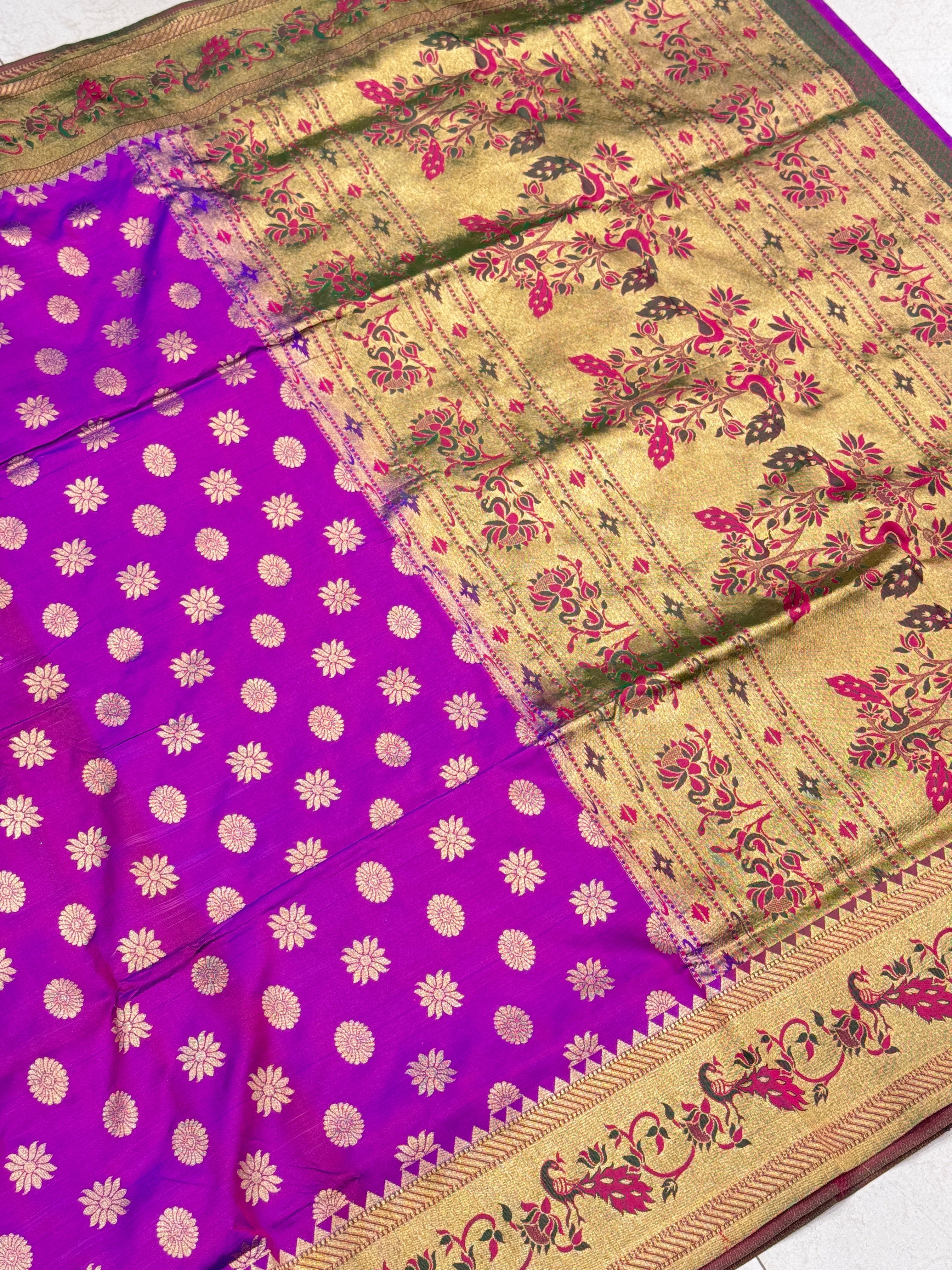 Violet Pure Silk Paithani Saree