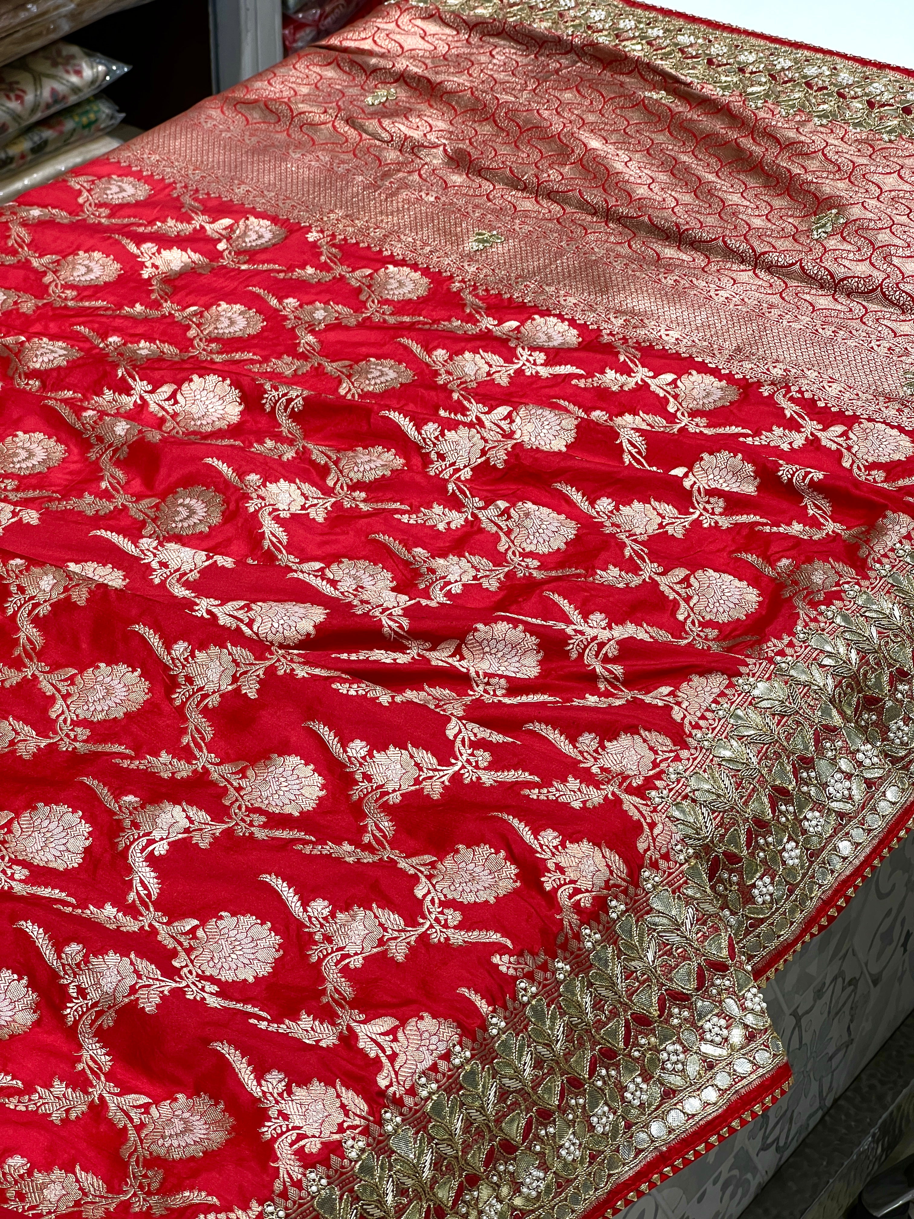 Red Katan Silk Resham Gotapatti Saree