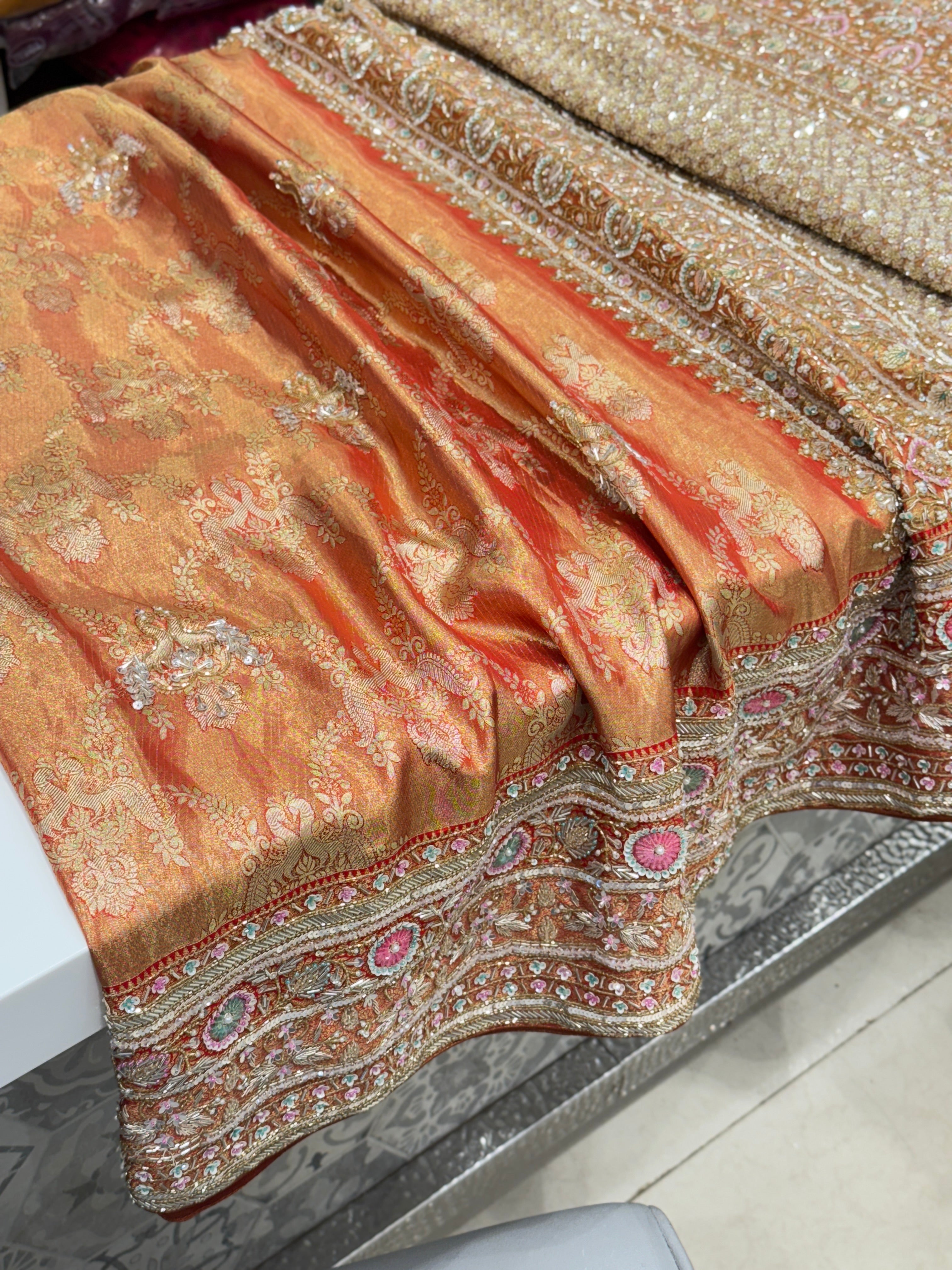 Red Kanjivaram Peacocks Hand Embroidery Saree