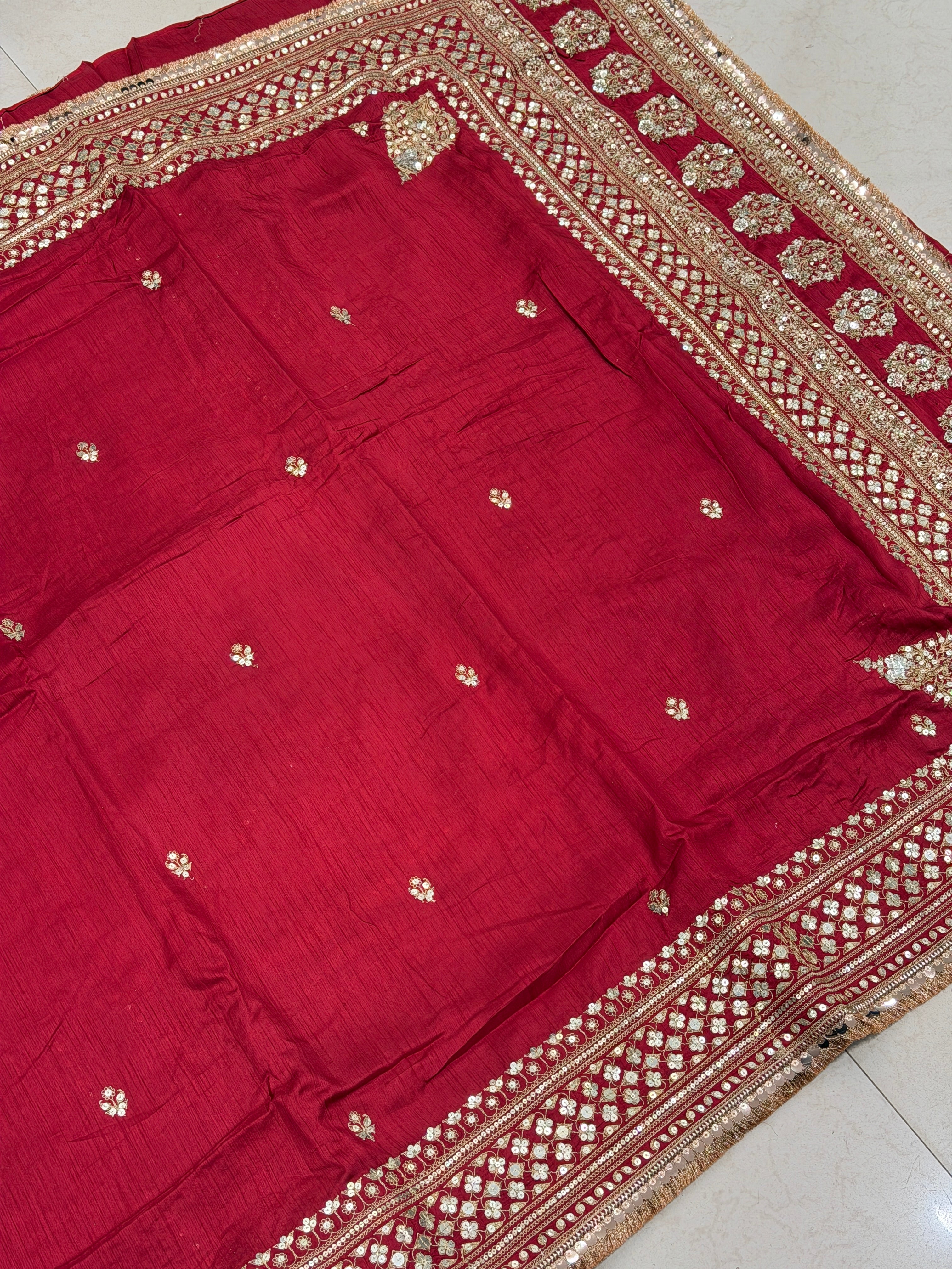 Maroon Marodi Embroidery Sabyasachi Inspired Pure Silk Butti Saree