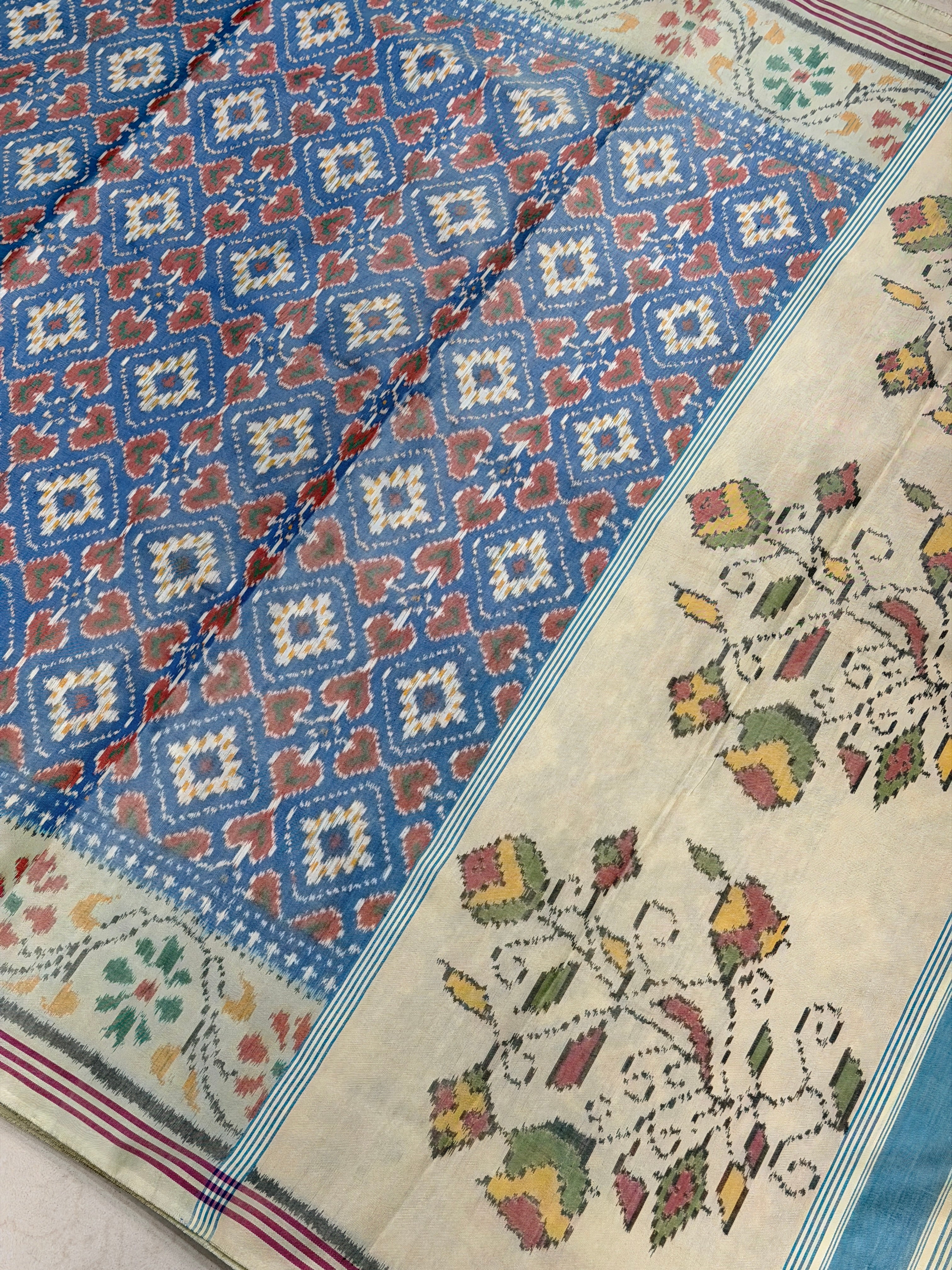Pastel Blue Paan Chanda Patan Patola Handloom Saree