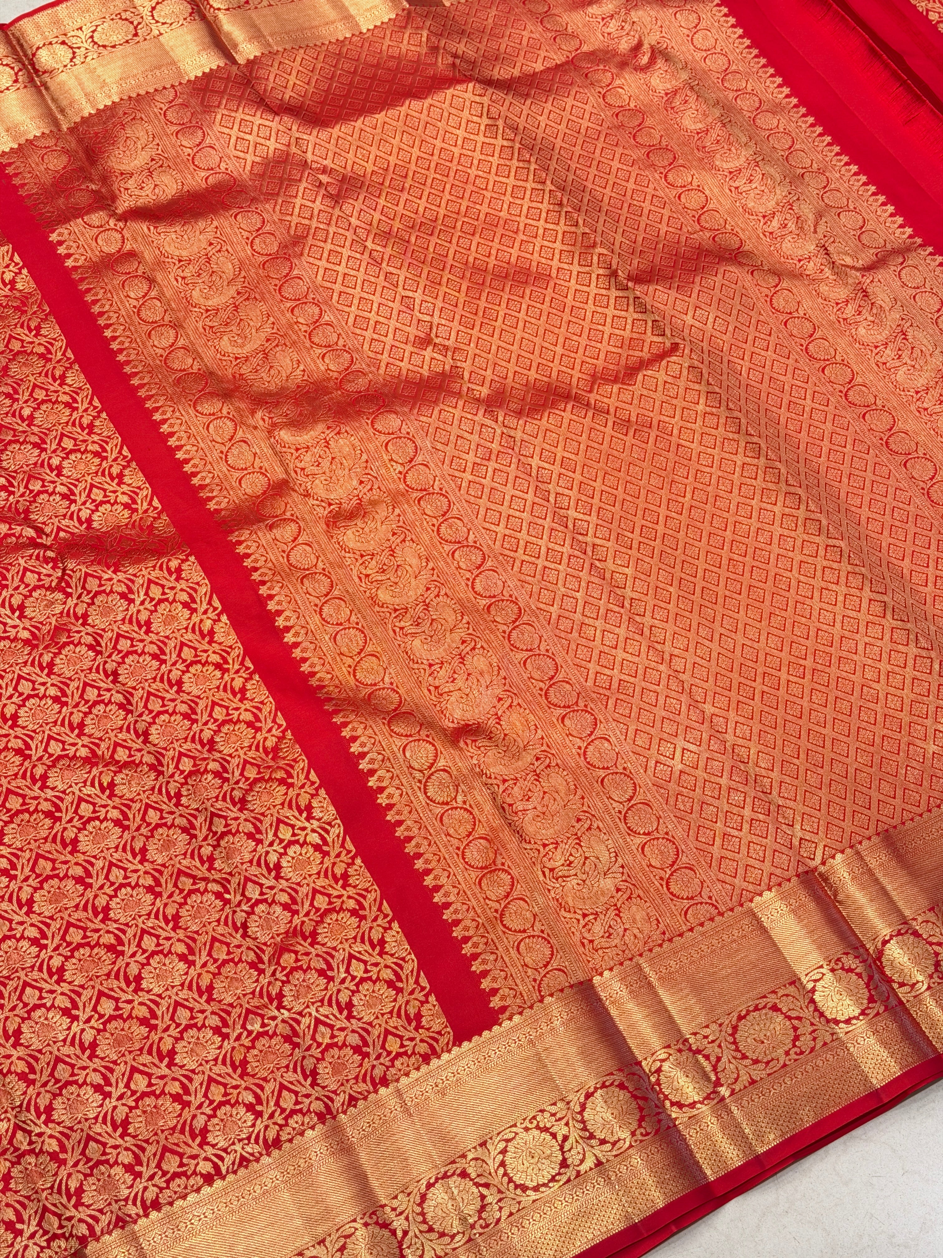 Red Brocade Weave Handloom Pure Silk Kanjivaram Saree