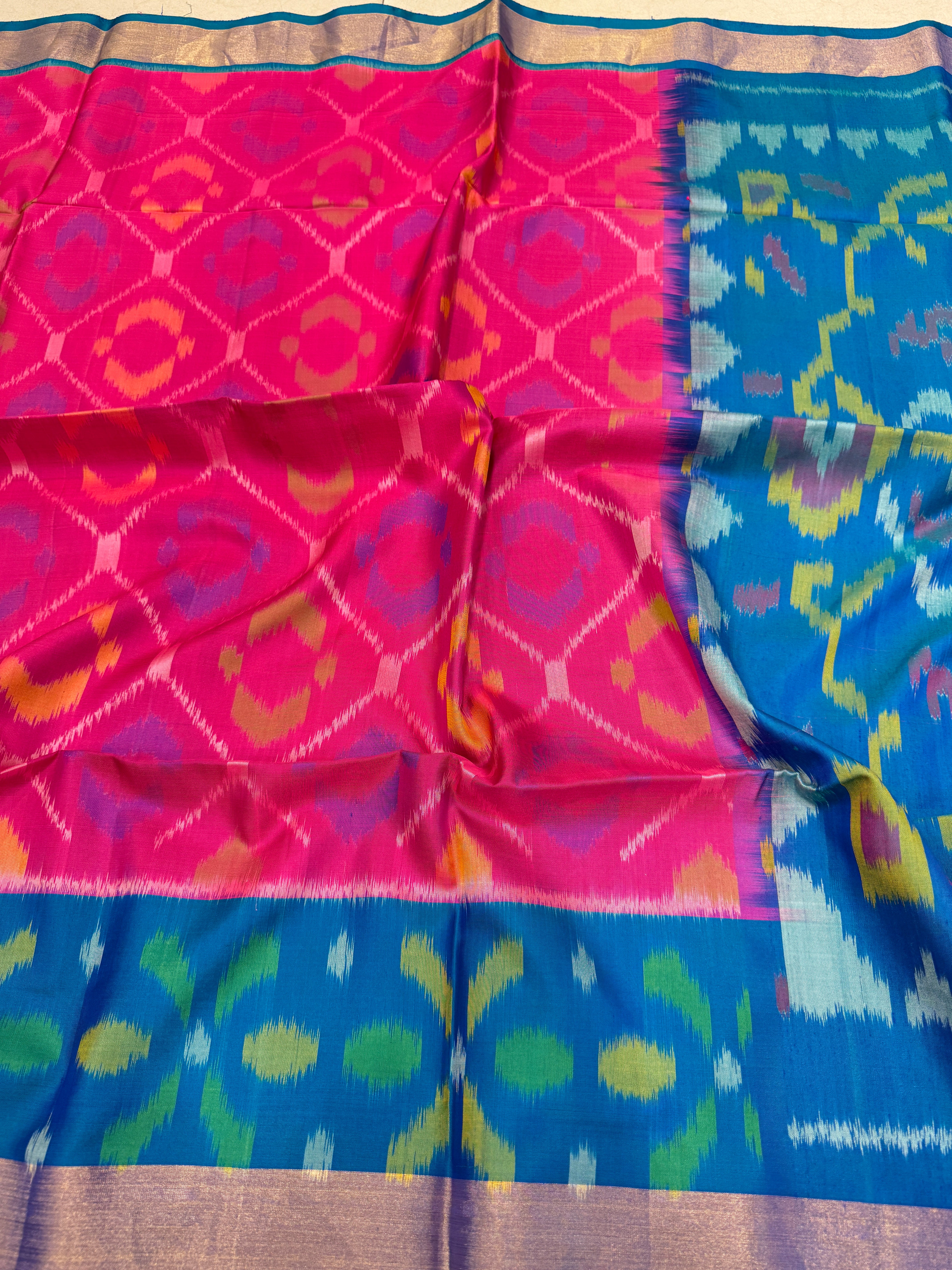 Rani Blue Pochampally Ikat Silk Patola Saree