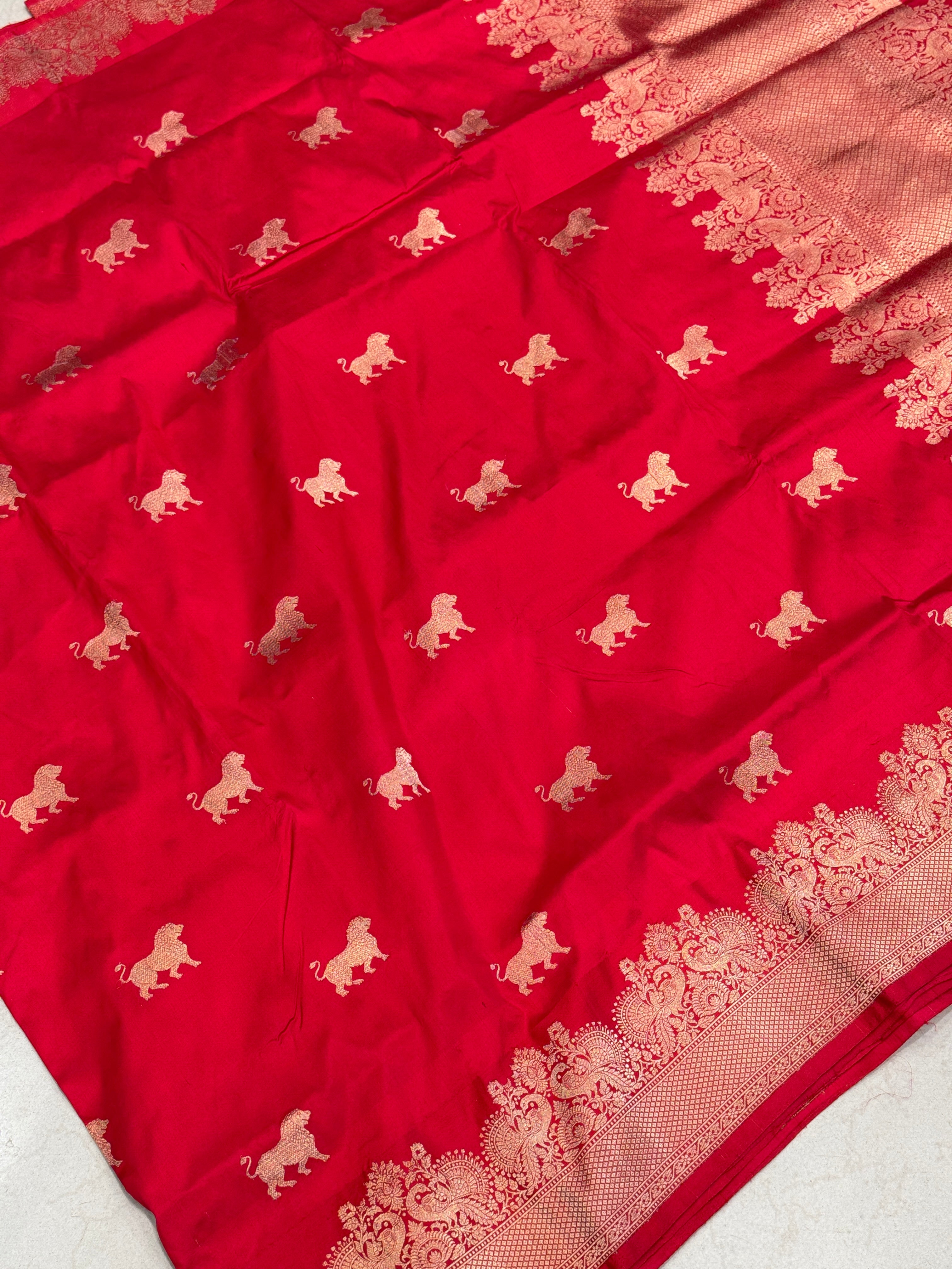 Red Tiger Weave Banarasi Handloom Saree