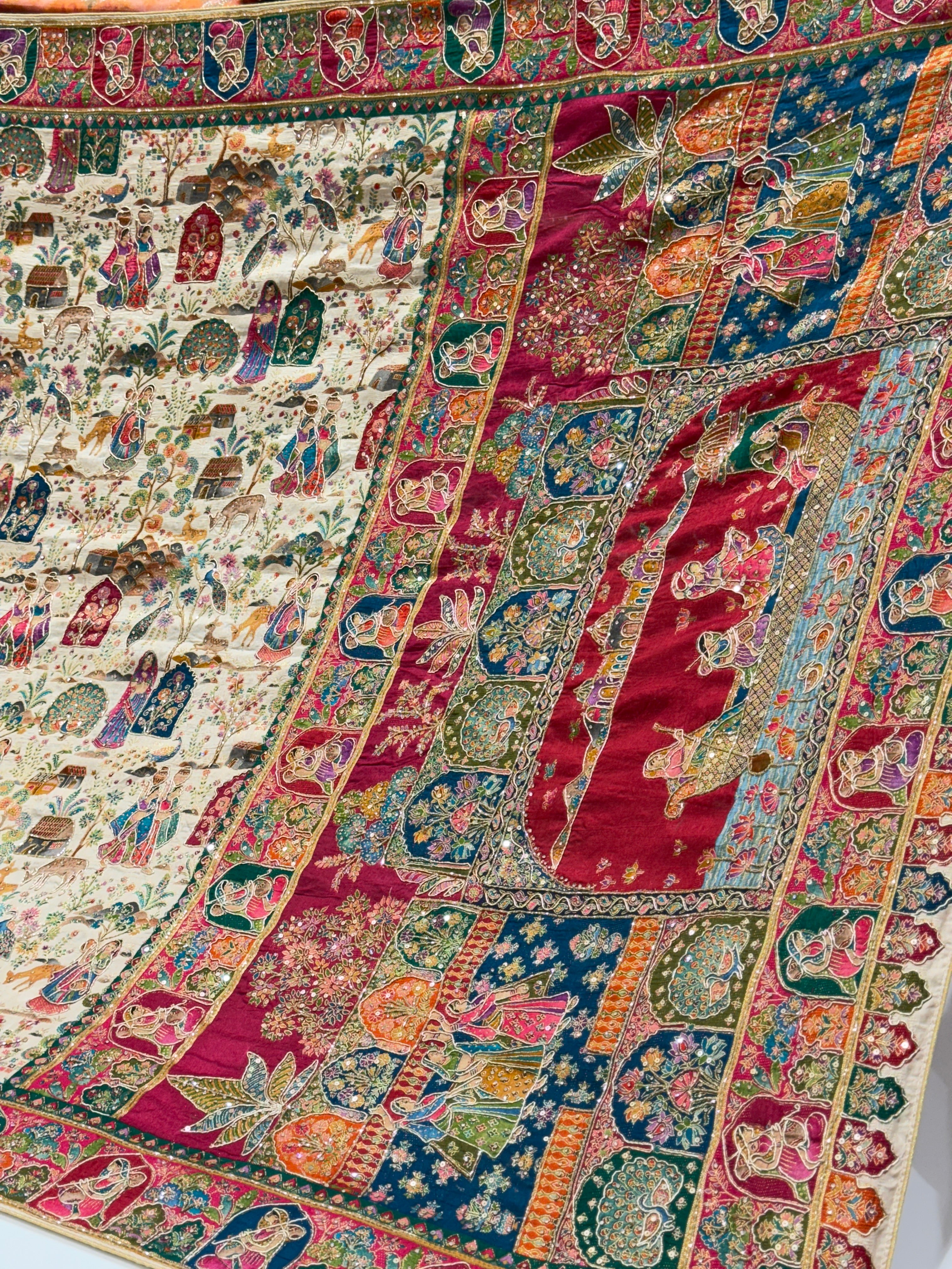 Beige Munga Multi Colour Hand Embroidery Saree