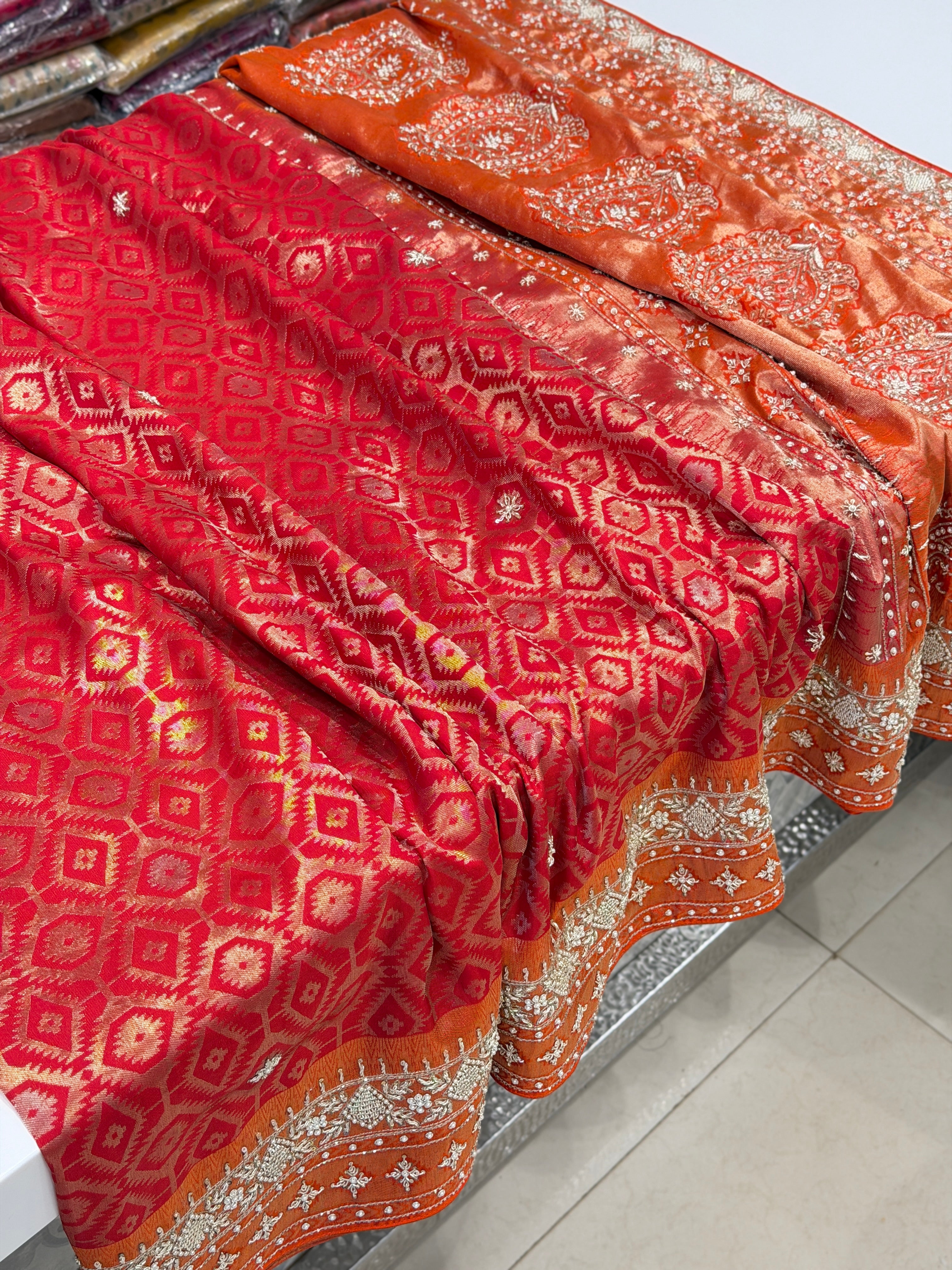Red Contemporary Kanjivaram Upada Zardosi Hand Embroidery Saree