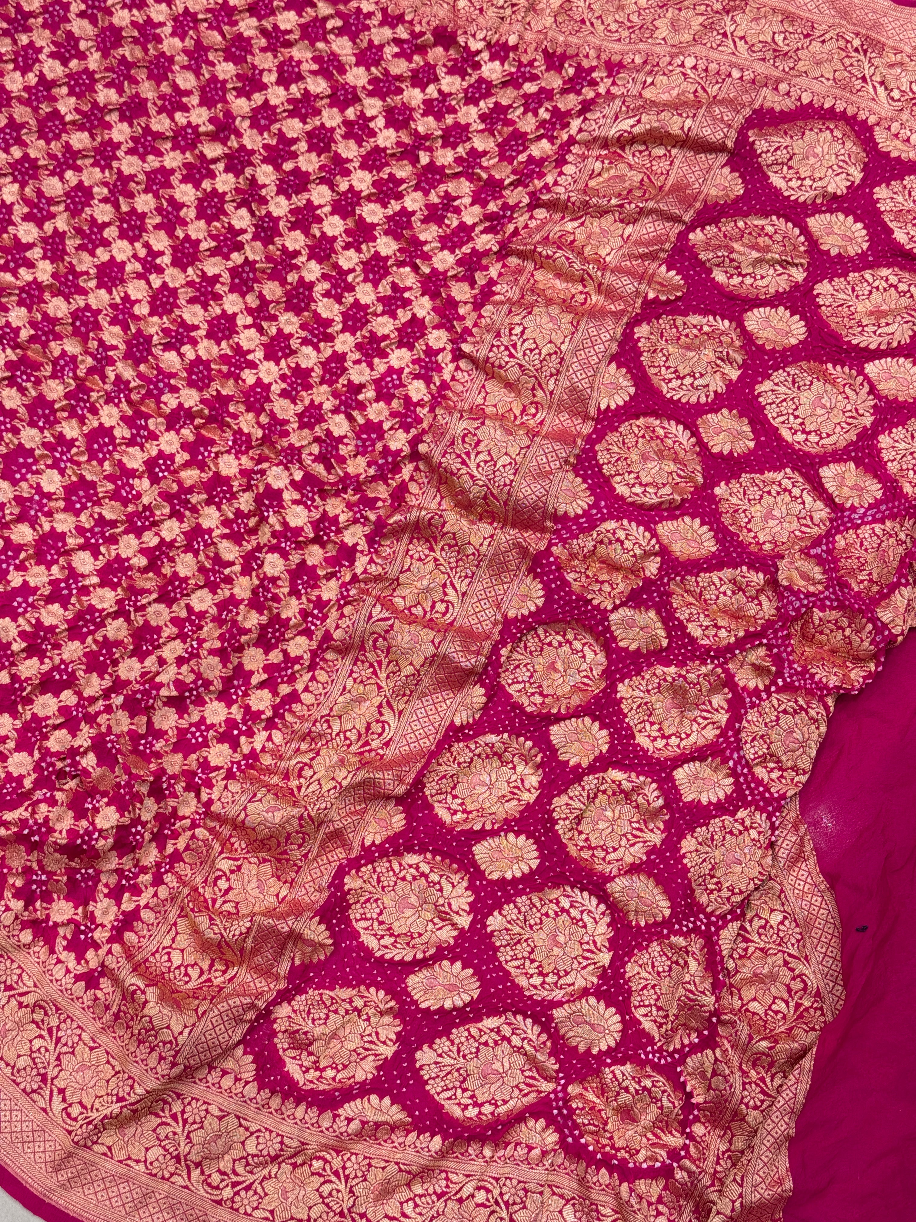 Rani Pink Bandhej Bandhini Saree