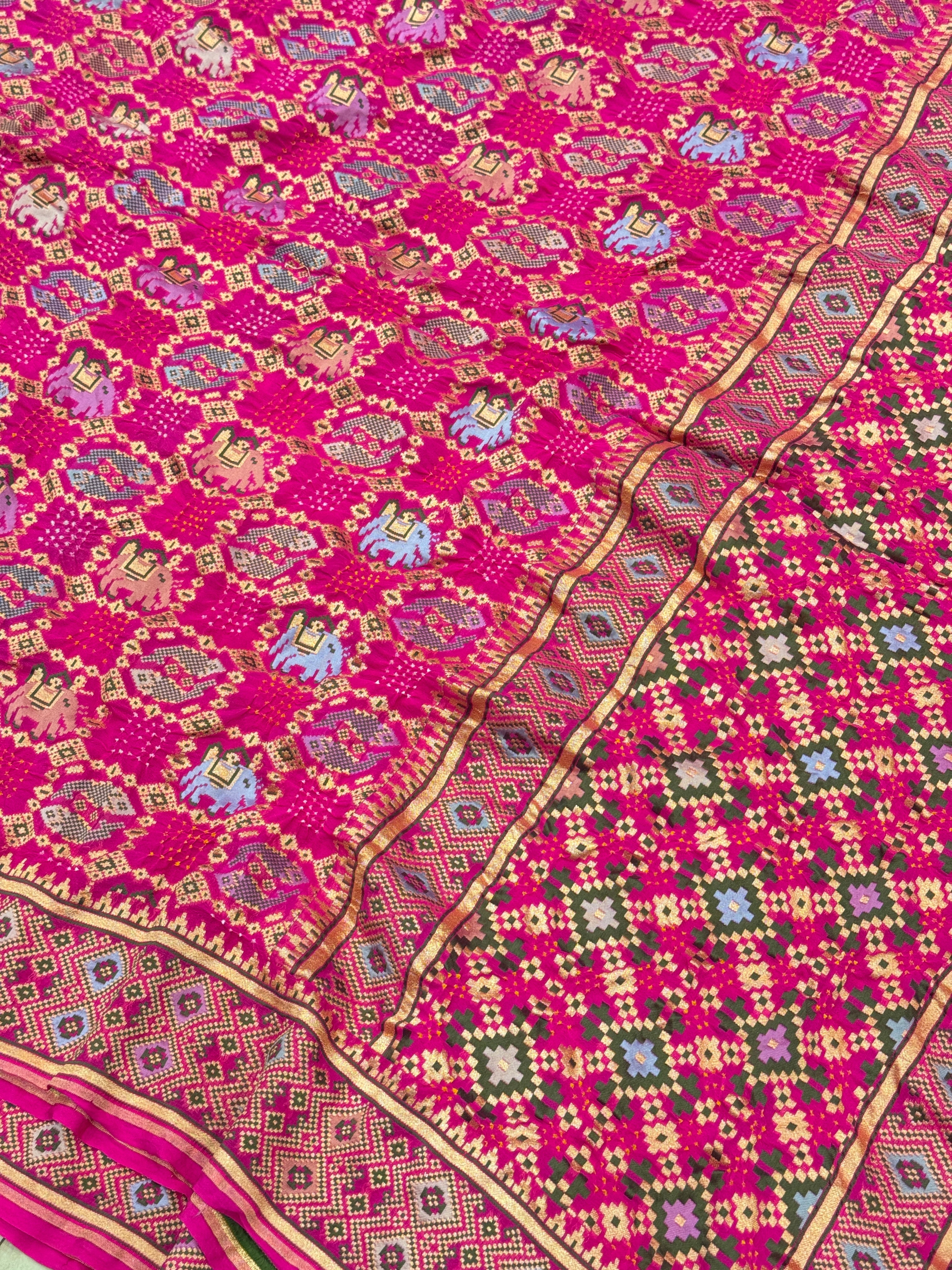 Rani Pink Rai Bandhej Patola Weave Saree