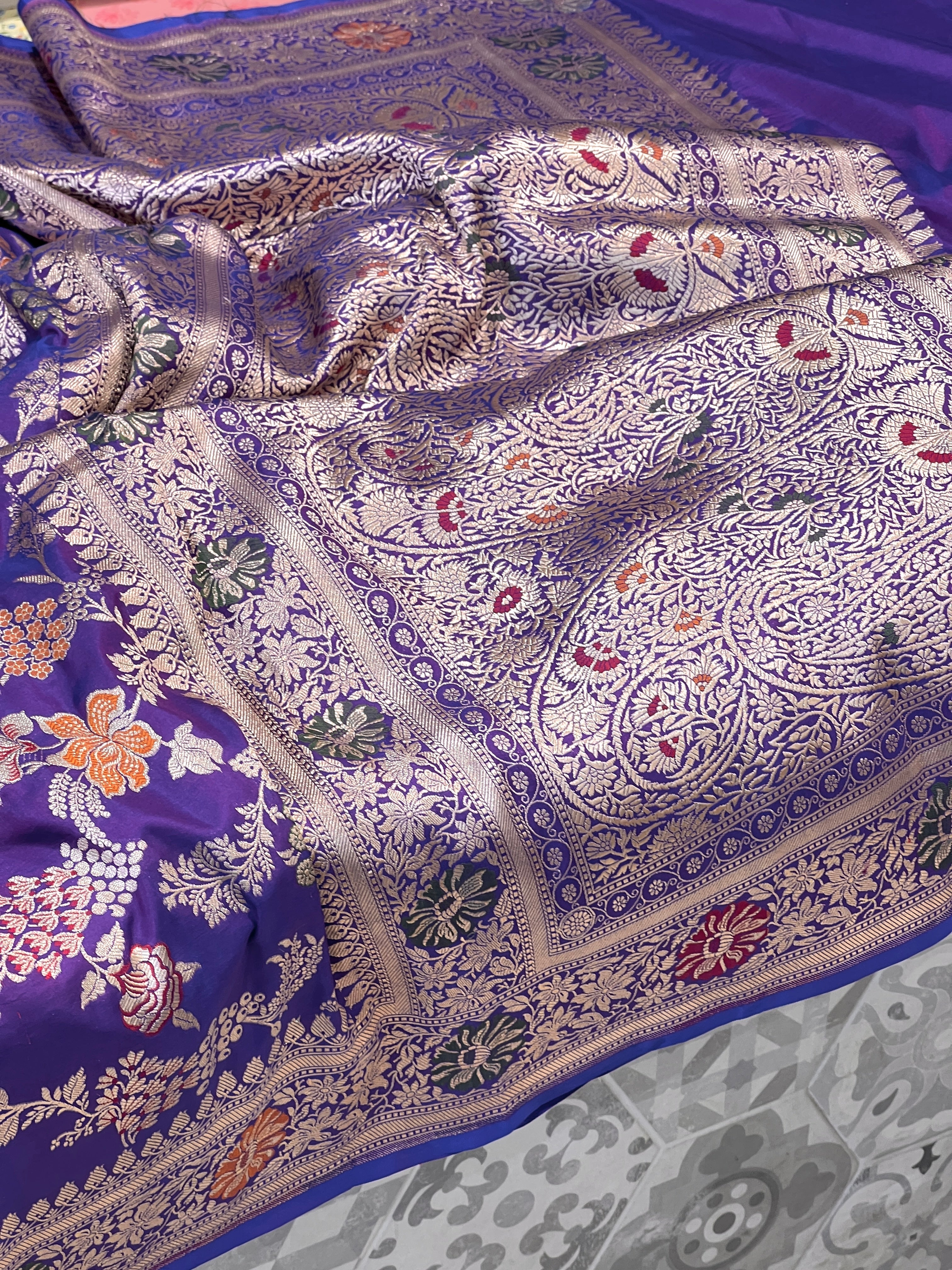 Purple Meenakari Katan Silk Saree