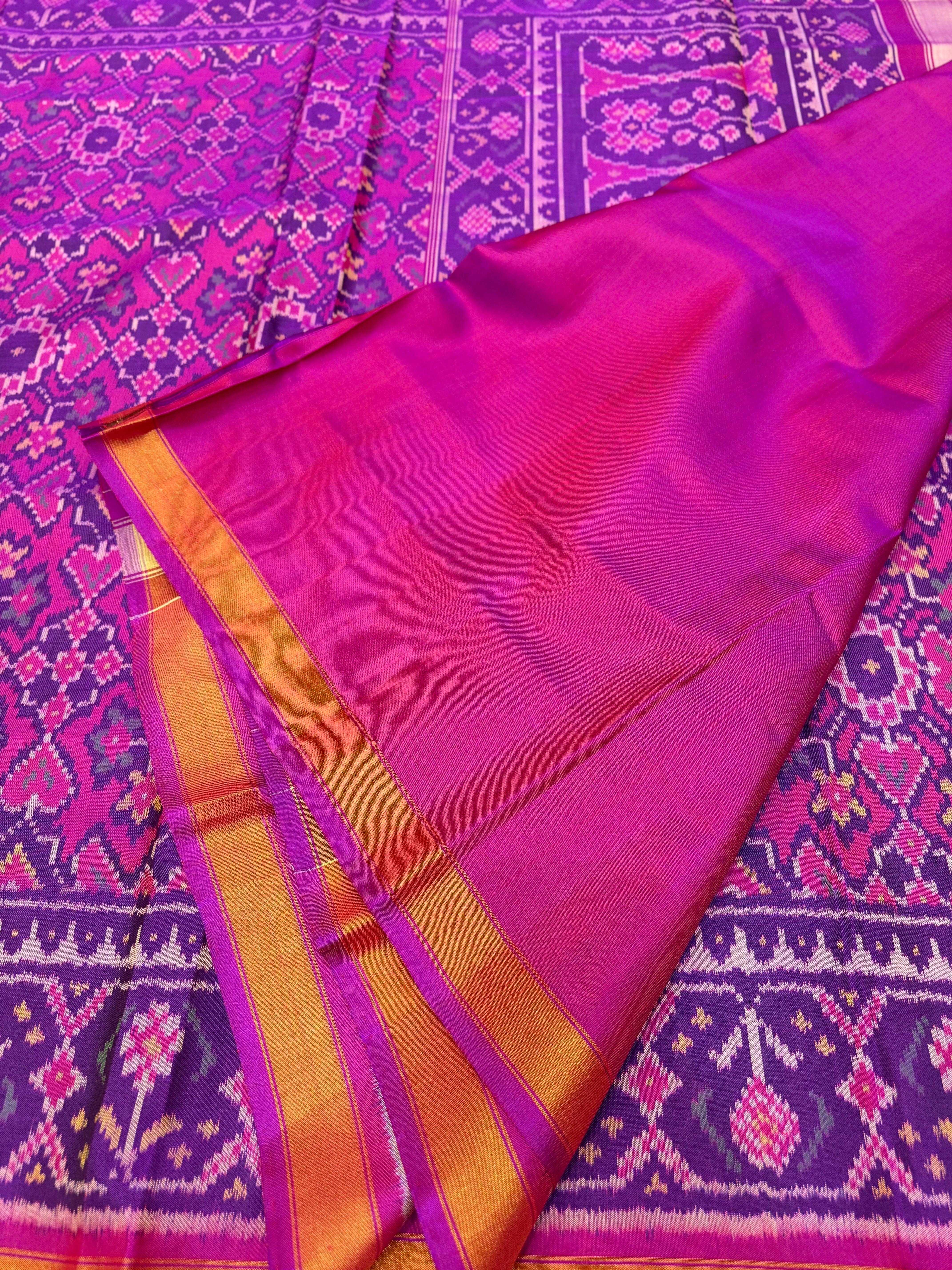 Rani Magenta Manek Chowk Pure Silk Patan Patola Handloom Saree