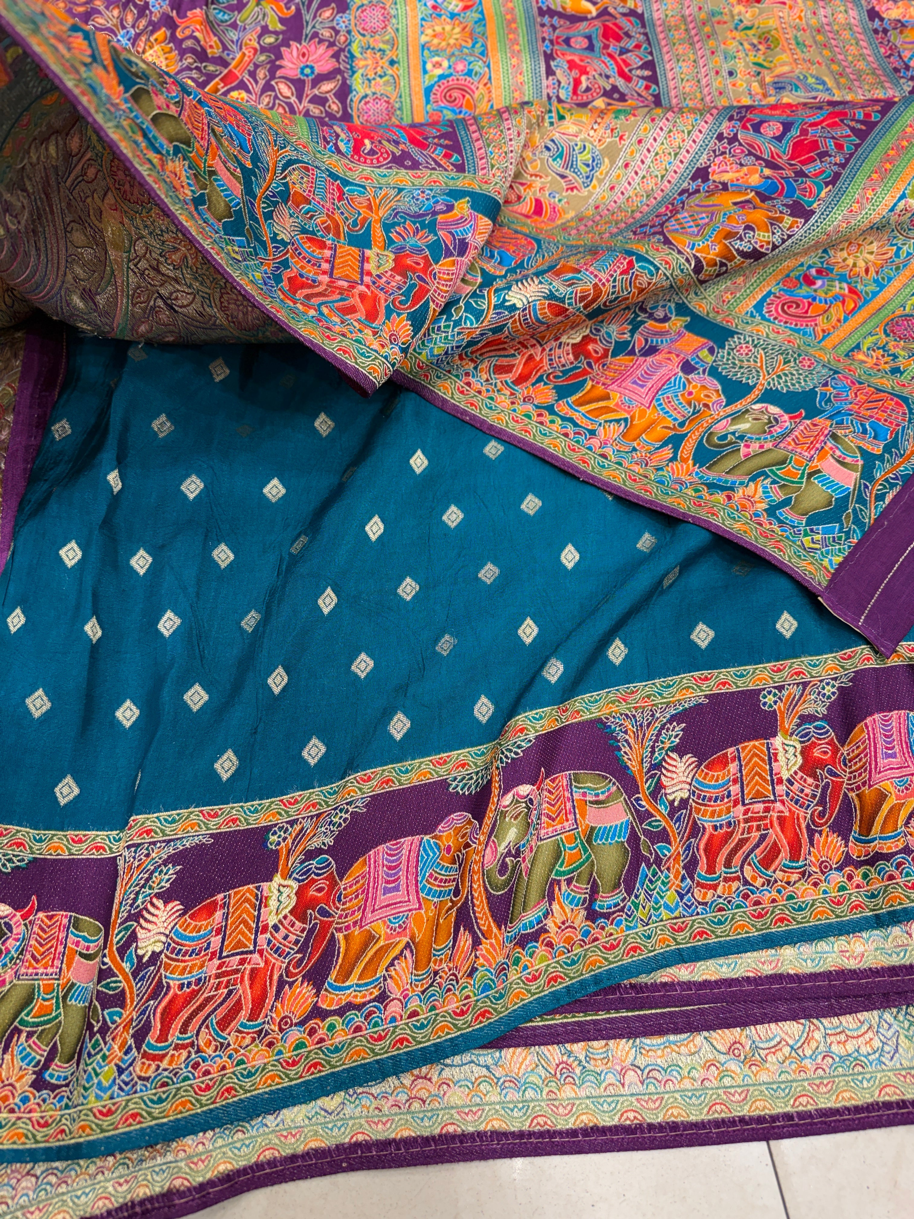 Violet Rama Skirt Weaved Pashmina Style Multi Colour Saree