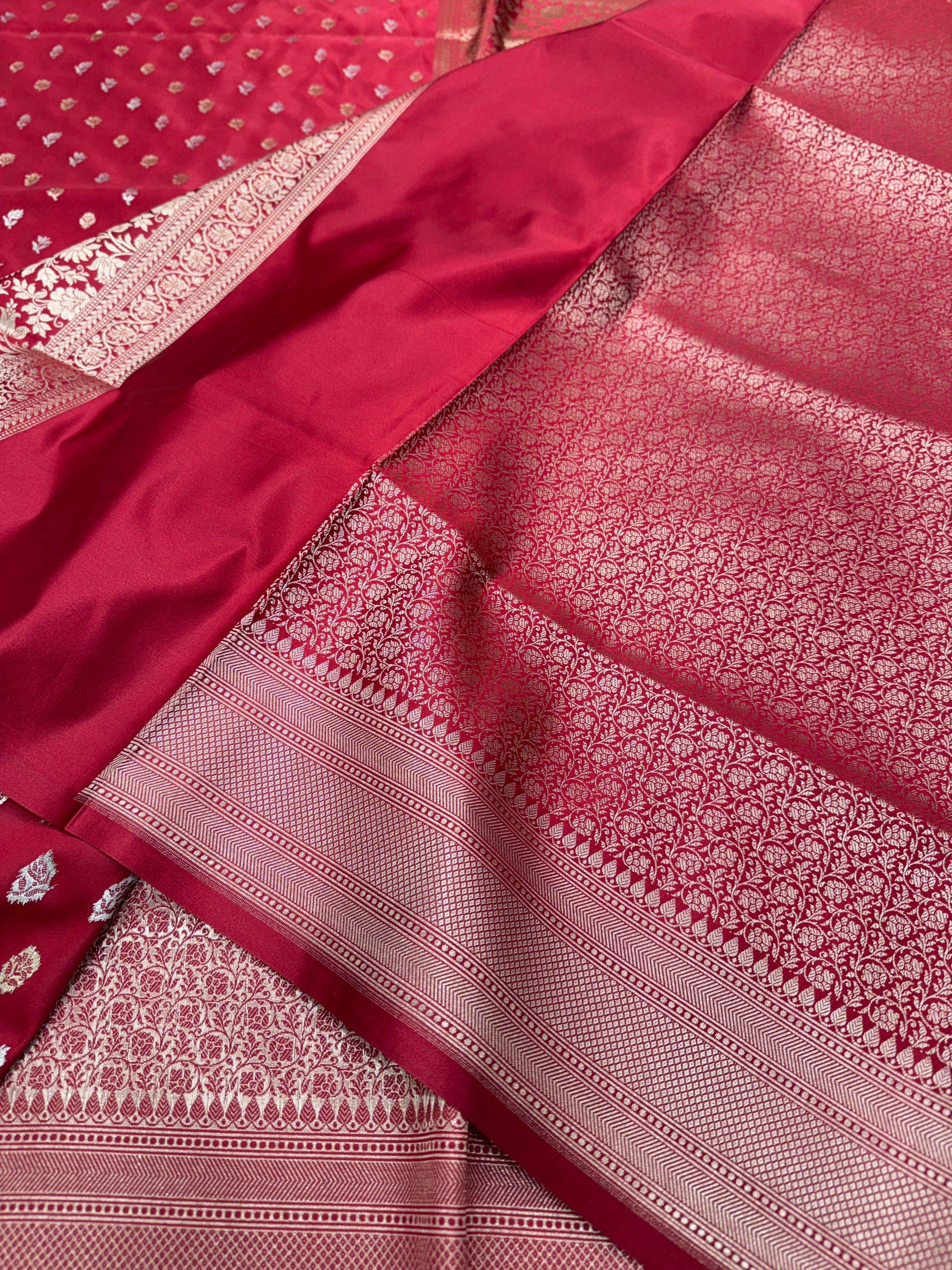 Maroon Sona Rupa Butti Banarasi Silk Saree