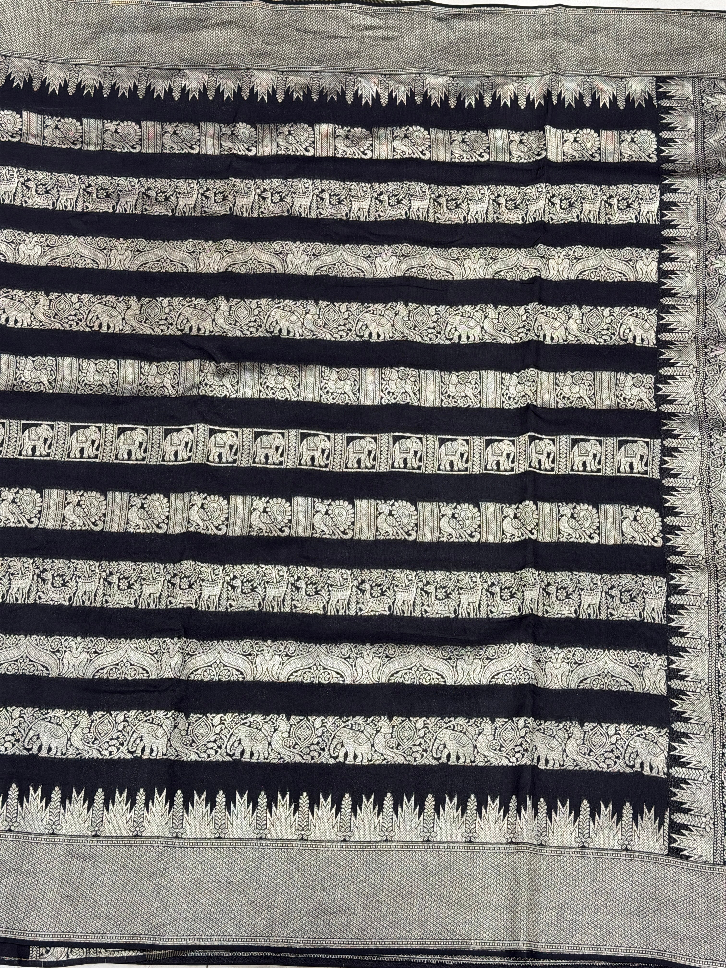 Nita Ambani Inspired Black Contemporary Kanchi Banarasi Saree