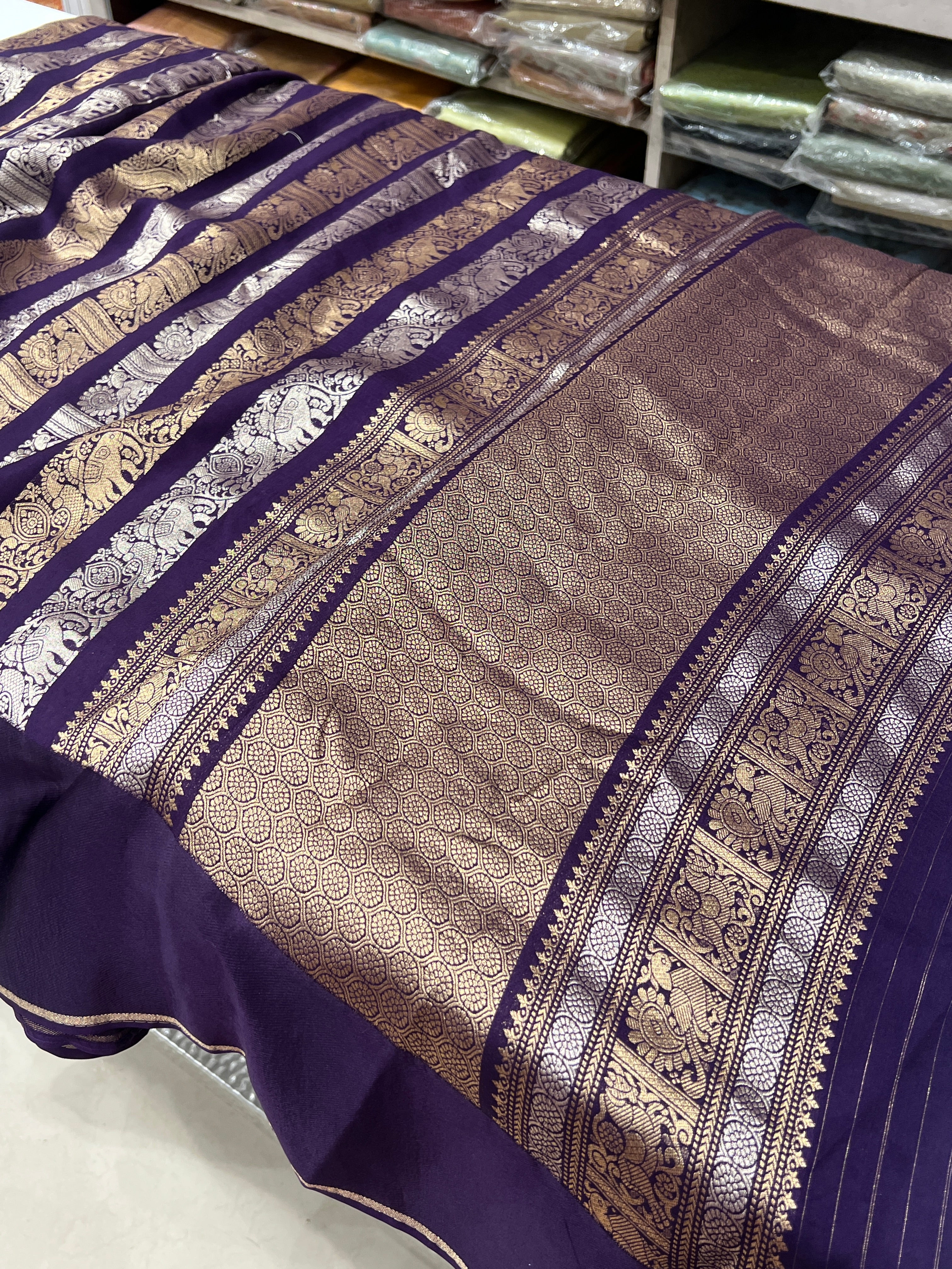Nita Ambani Inspired Violet Contemporary Banarasi Saree
