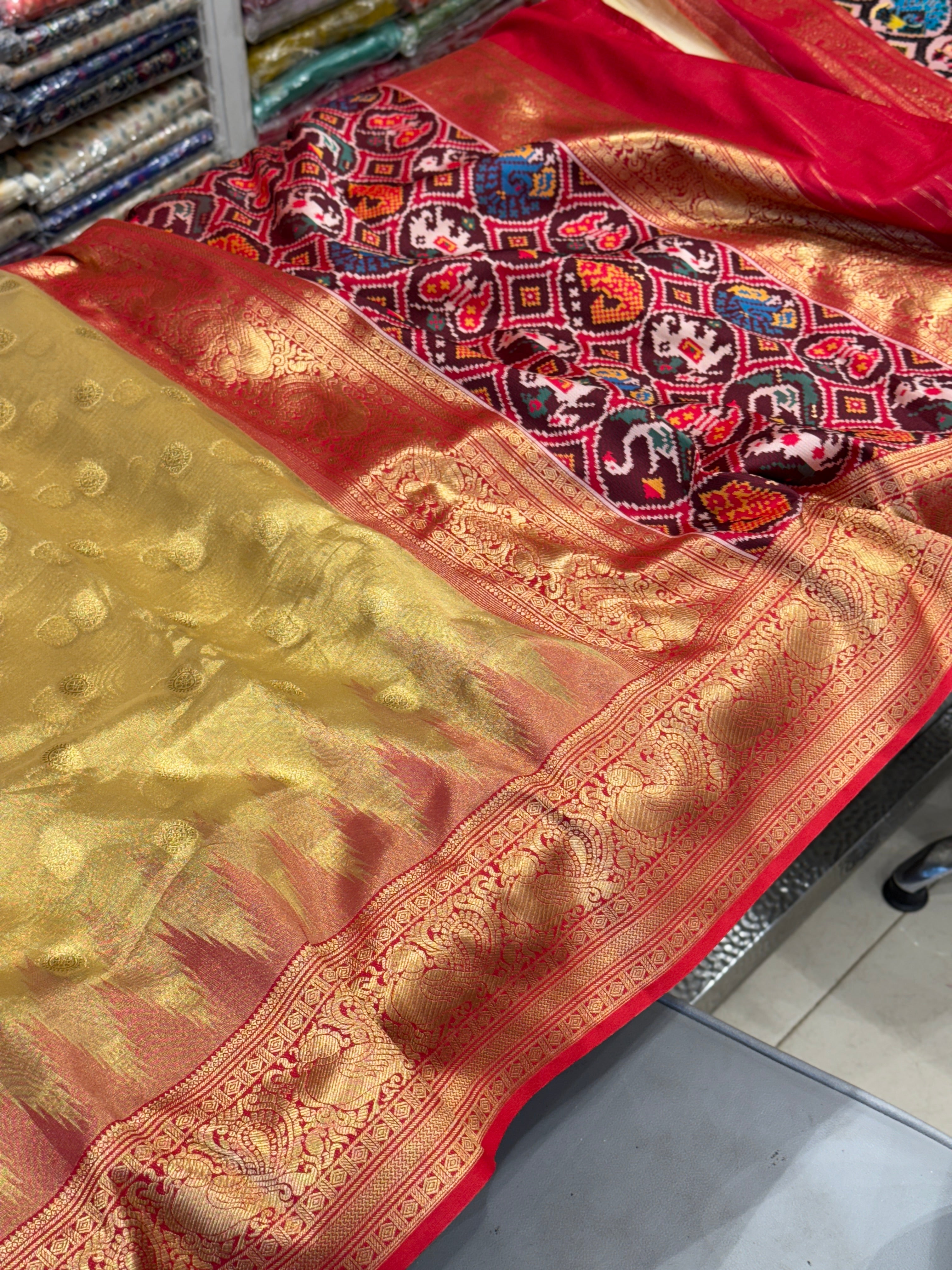 Golden Tissue Patola Saree