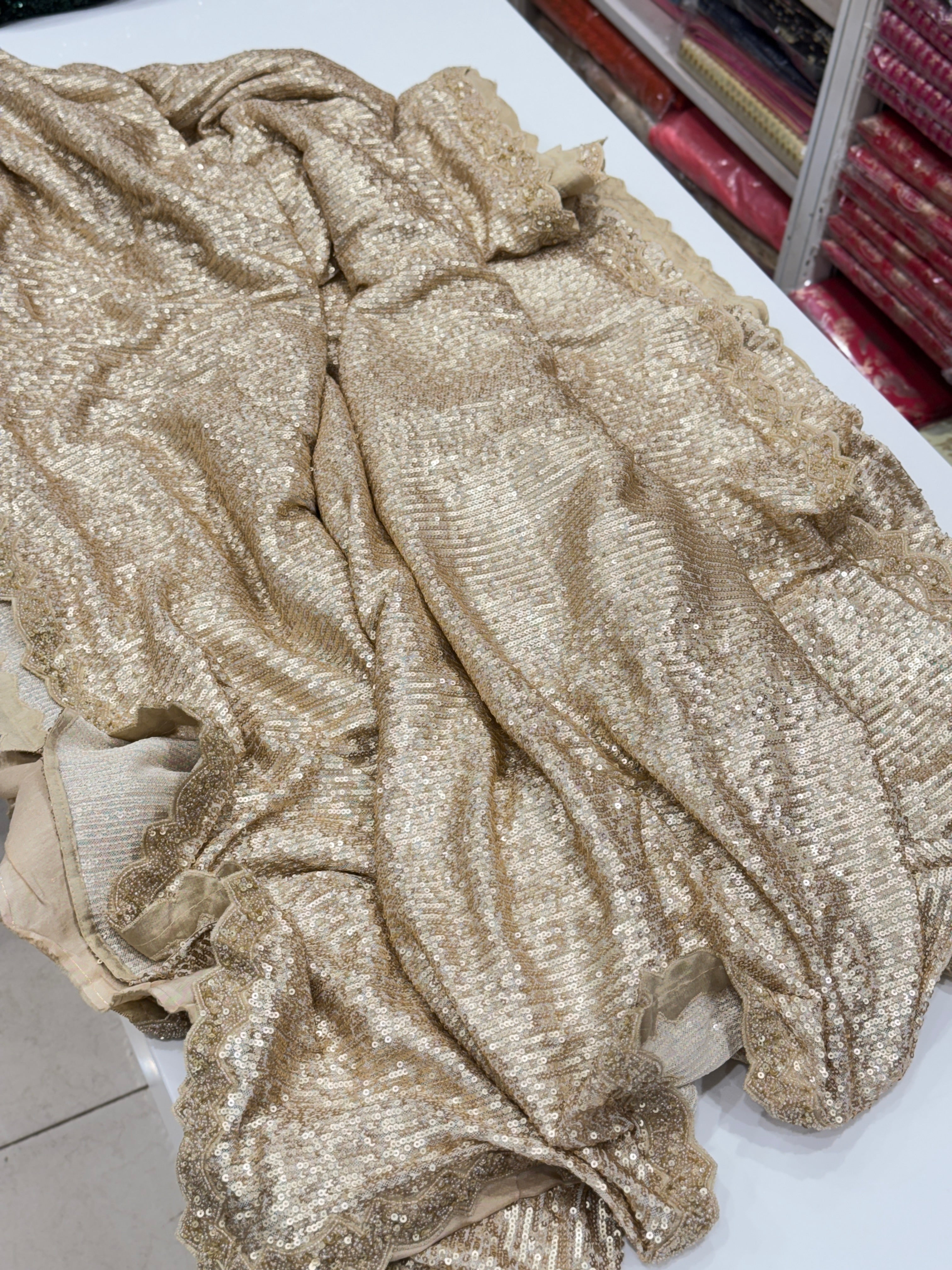 Champagne Gold Sequin Saree