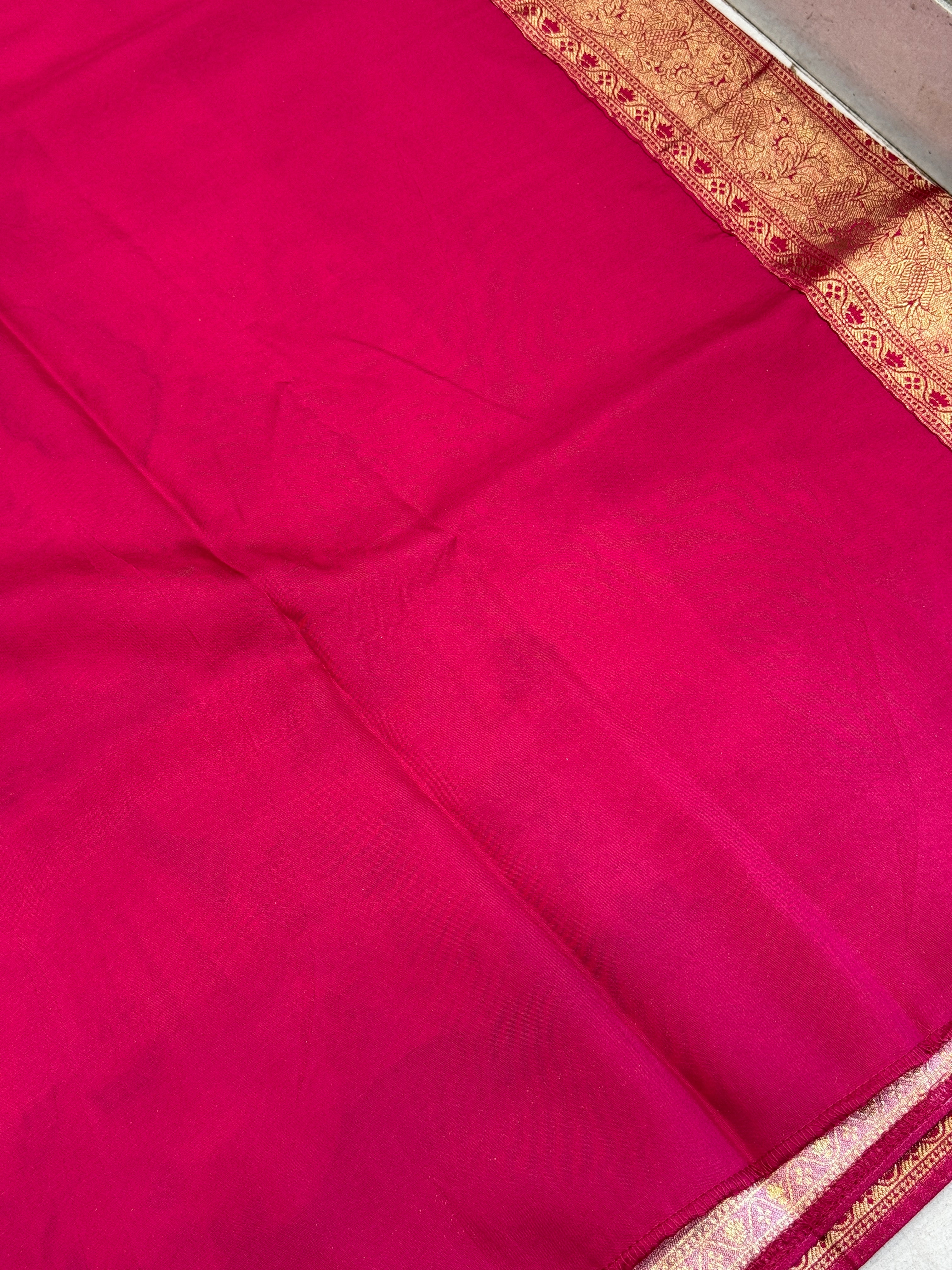 Off White Munga Silk Saree With Pita Embroidery
