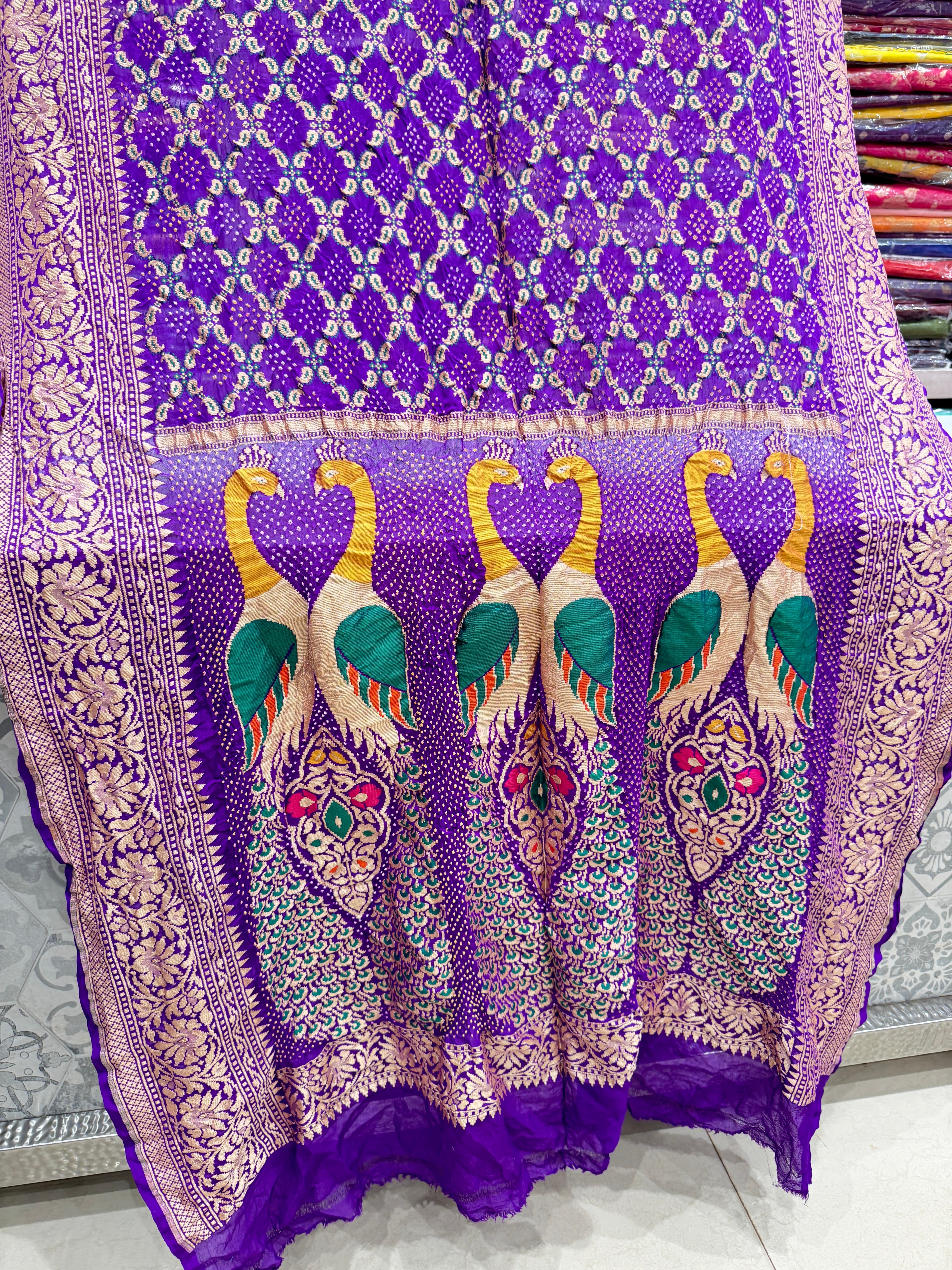 Violet Bandhej Meenakari Dupatta