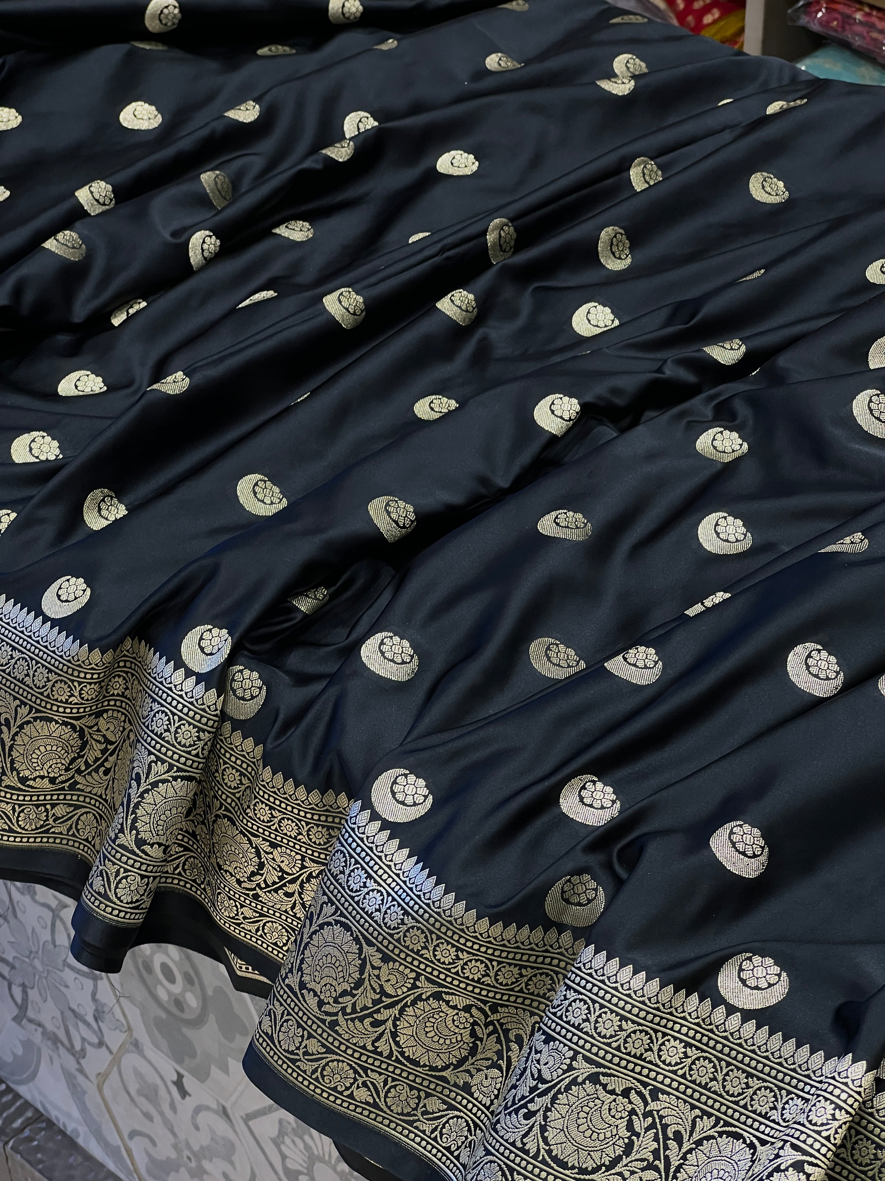 Black Banarasi Chand Butti Saree