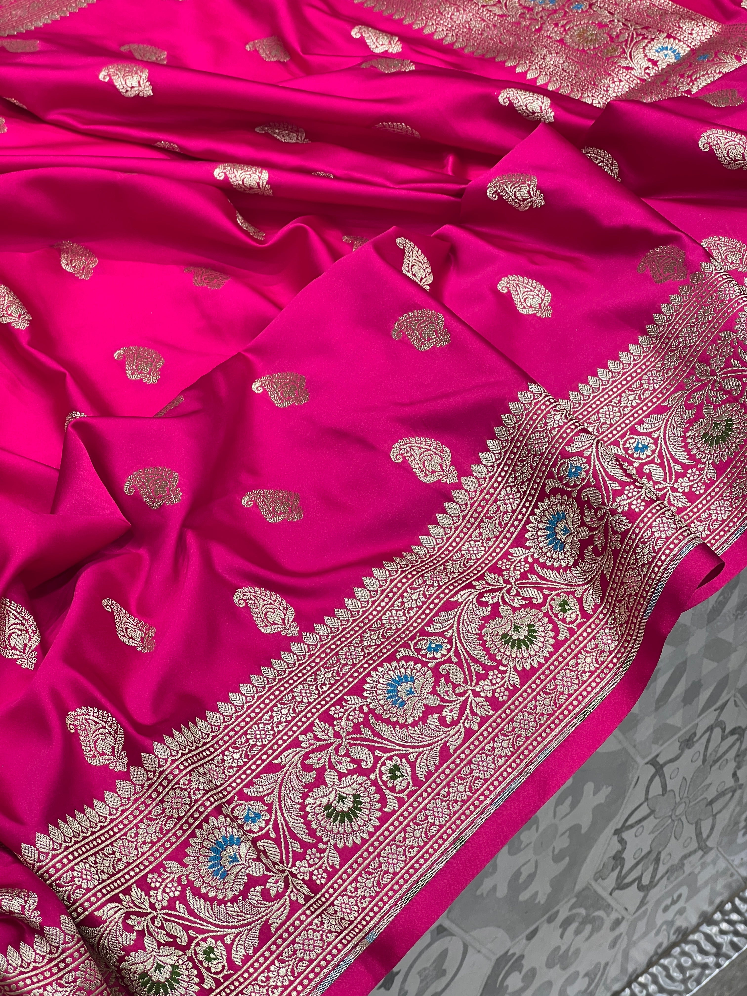 Rani Banarasi Meena Border Butti Saree