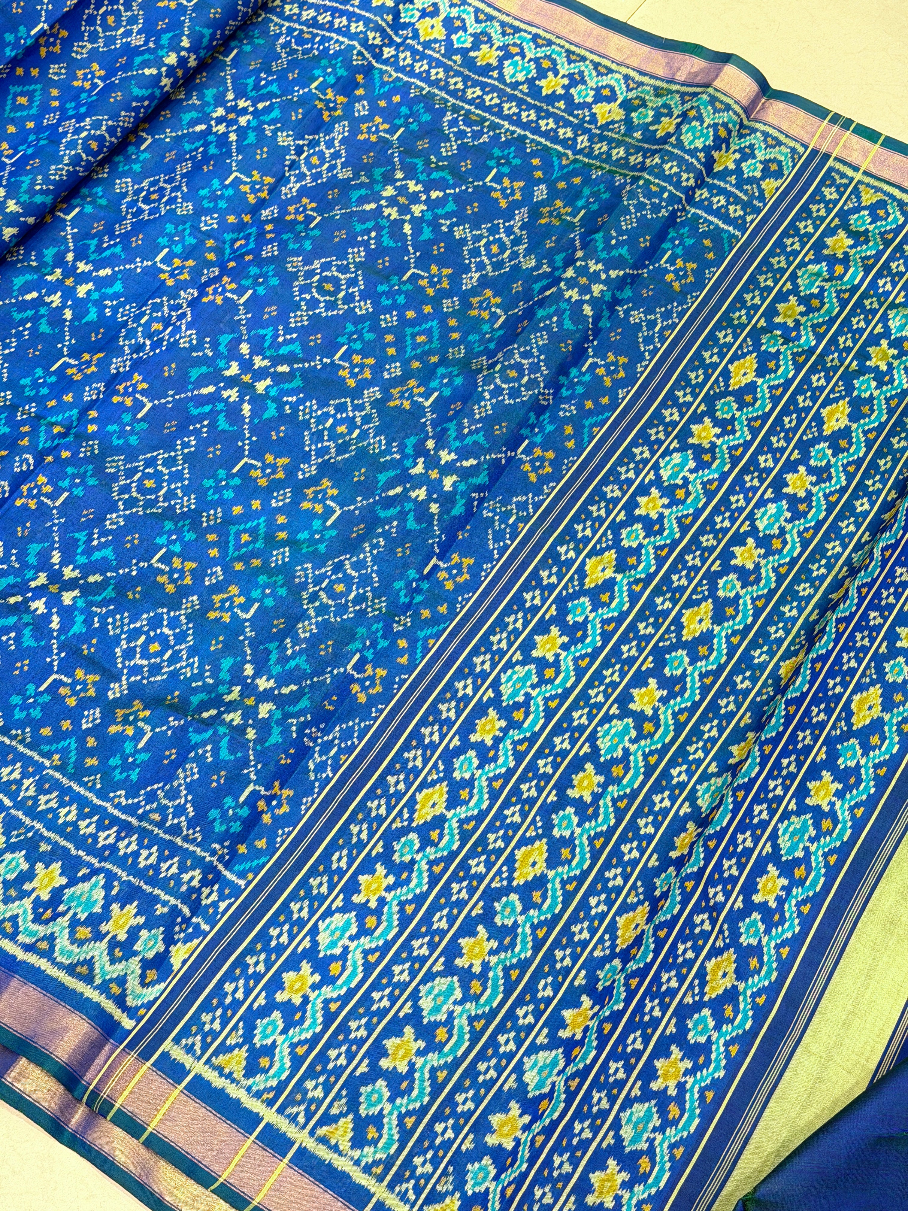 Blue Navratna Patan Patola Handloom Pure Silk Saree