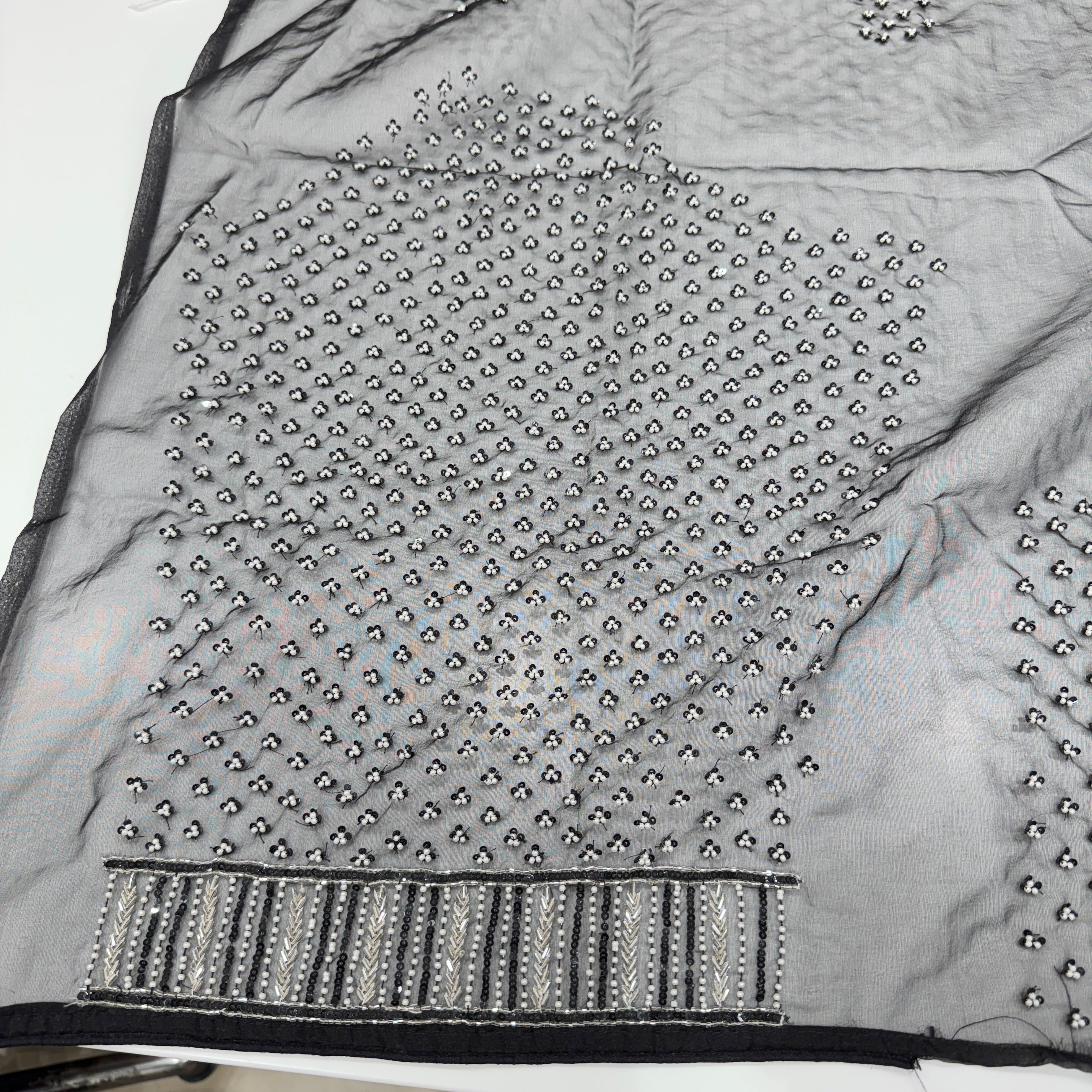 Black Organza Hand Embroidery Blouse Piece