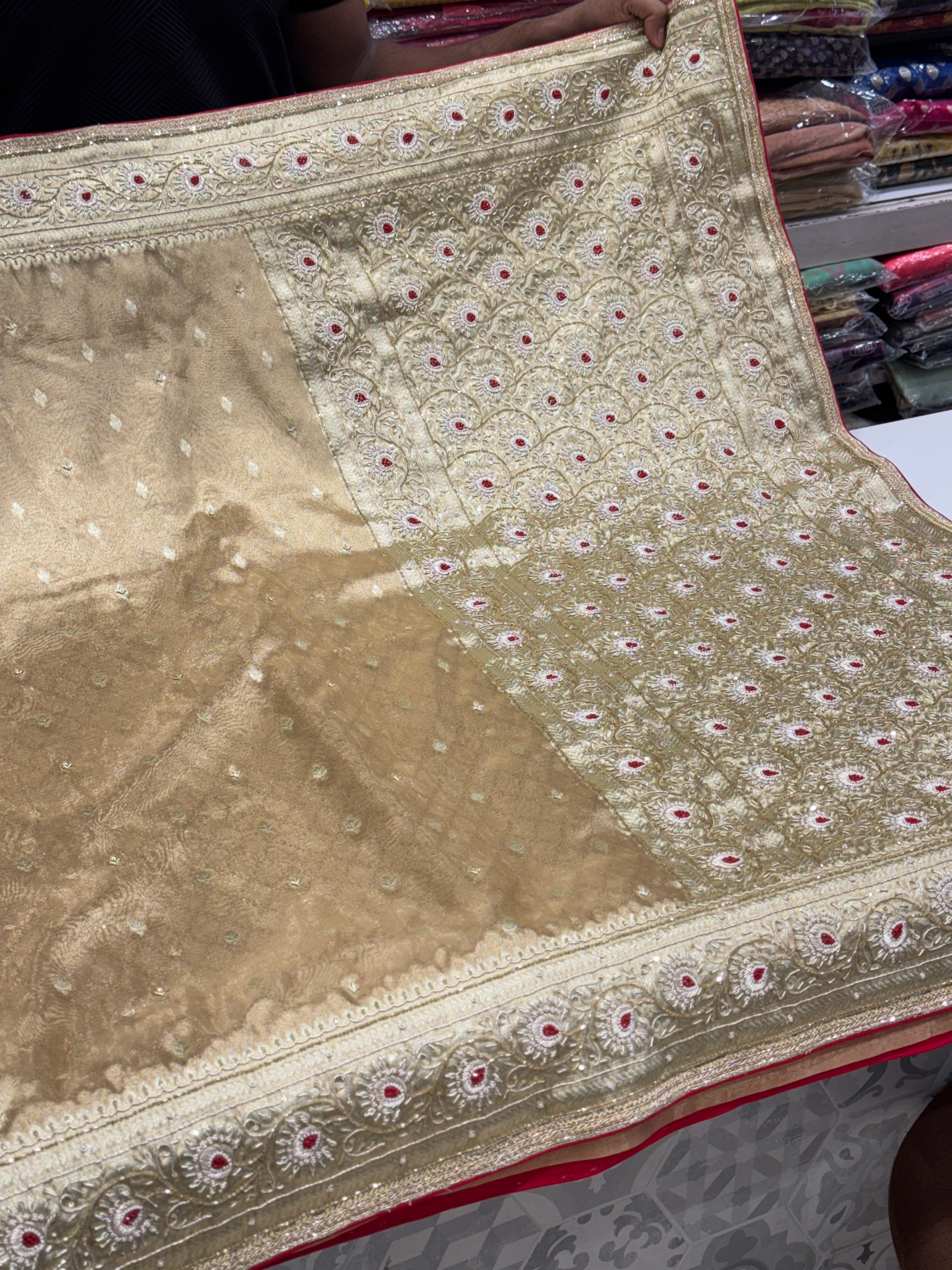 Golden Banarasi Tissue Zardosi Saree