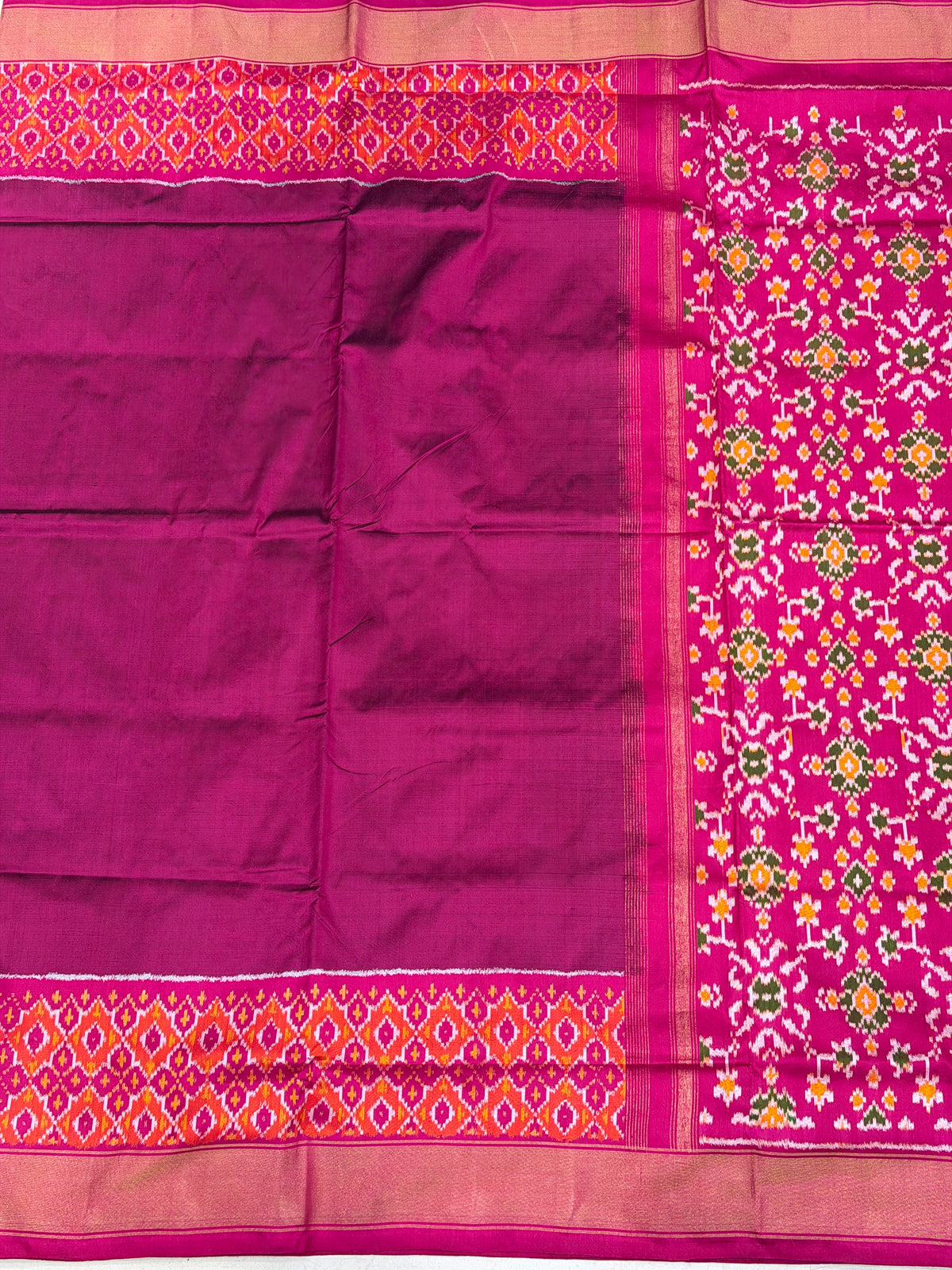 Wine Plain Ikkat Handloom Pure Silk Patola Saree