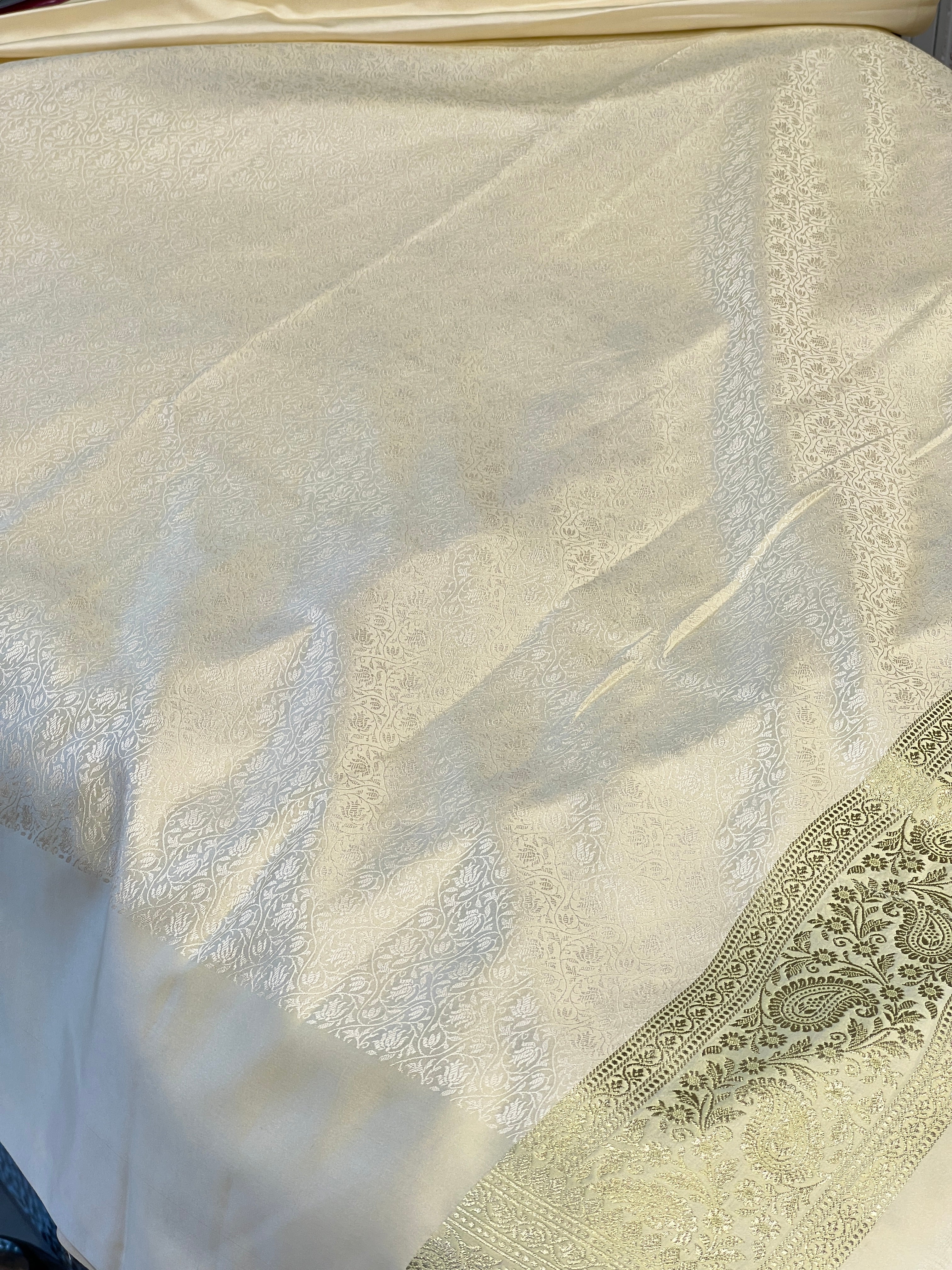 Beige Banarasi Silk Kaeri Jaal Saree