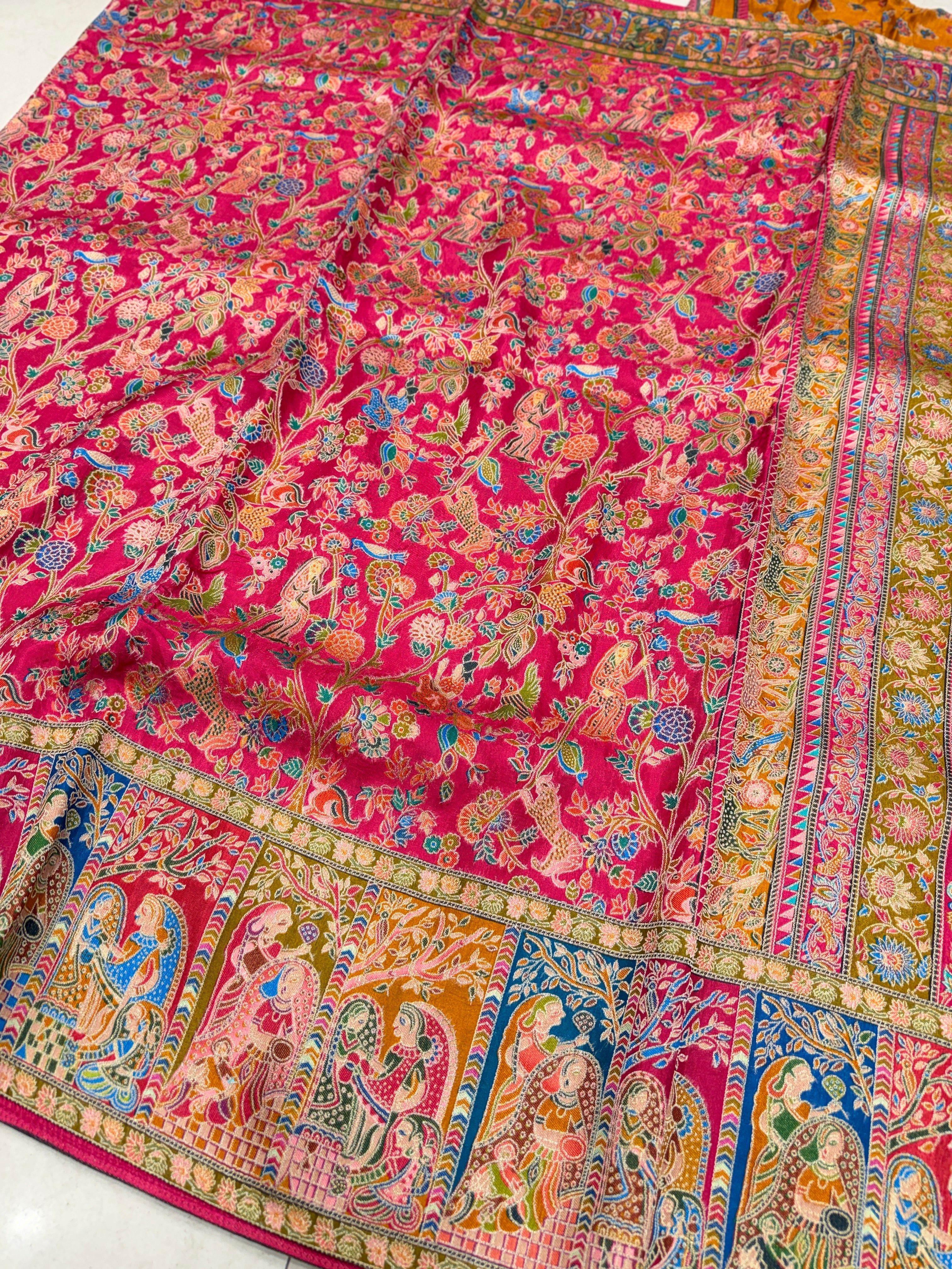 Rani Baluchari Weaved Pashmina Style Multi Colour Saree