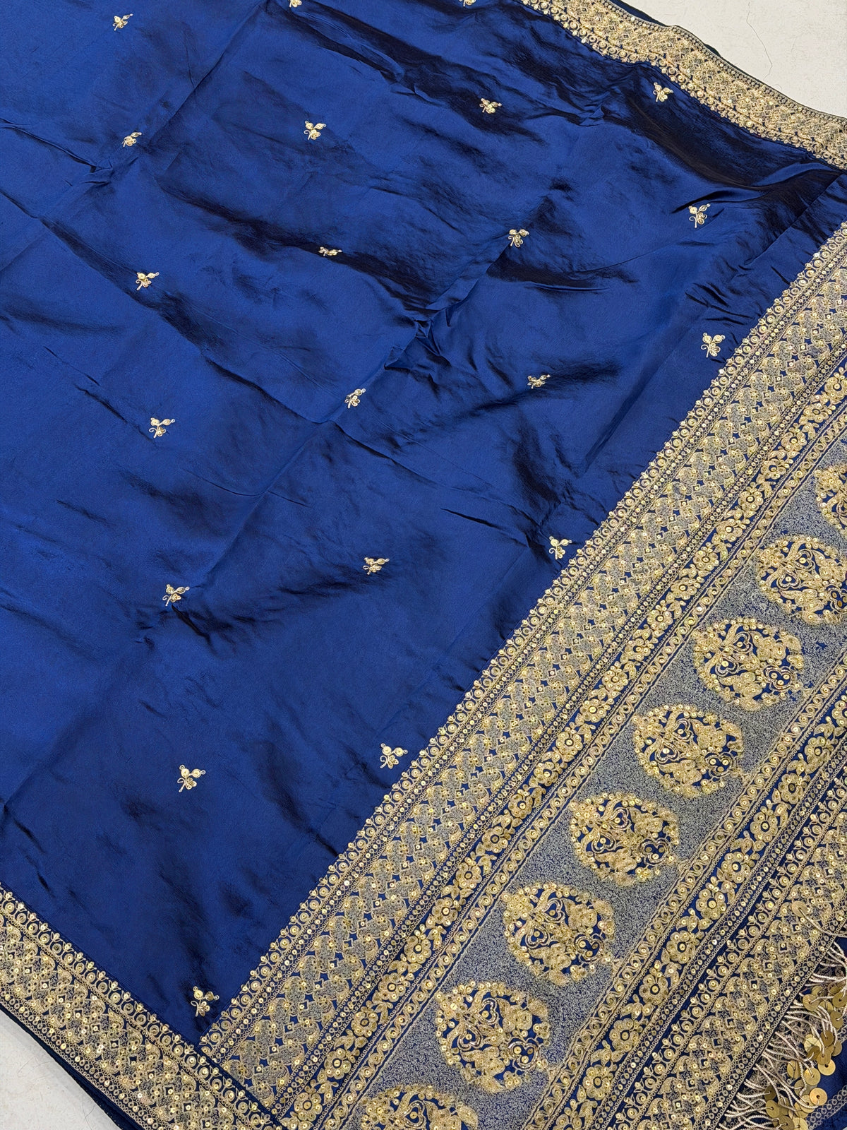 Blue Pure Silk Sabyasachi Inspired Marodi Embroidery Saree