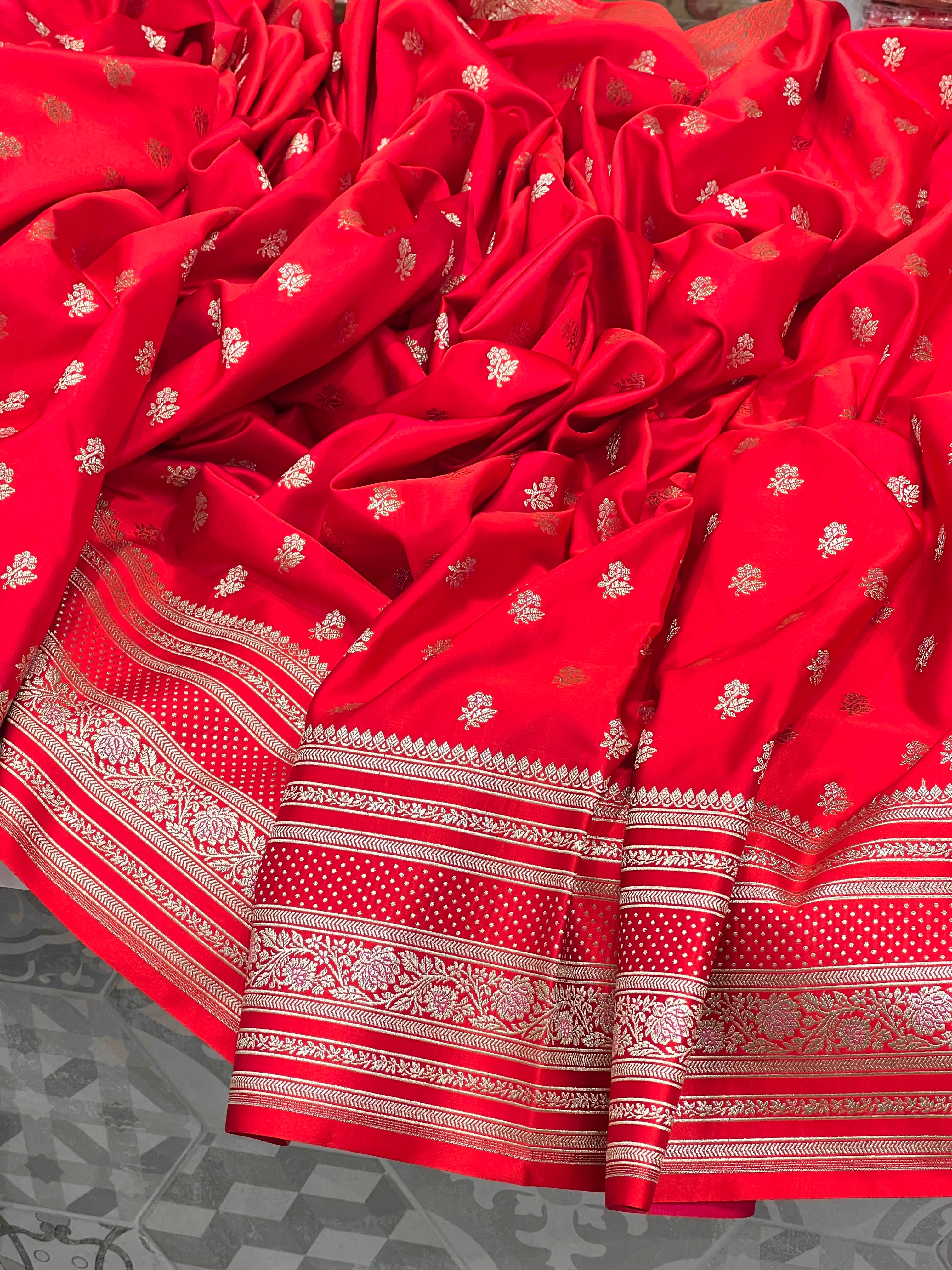 Red Banarasi Silk Butti Saree