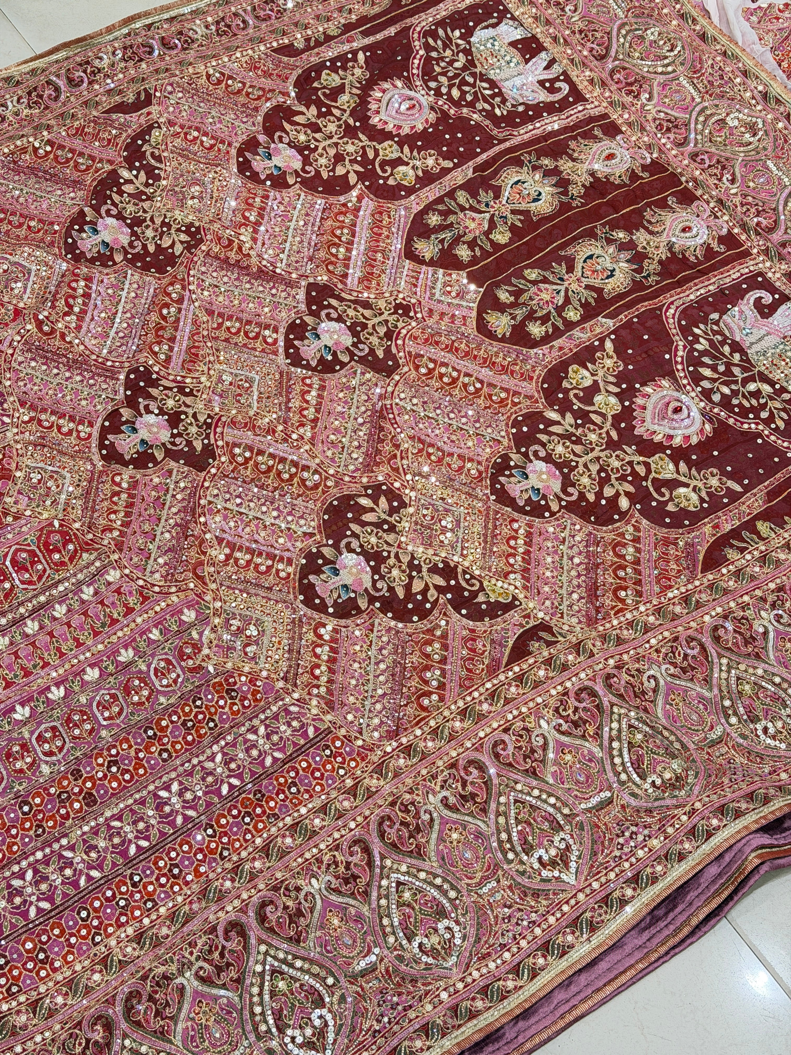 Maroon TT inspired Elephant Motif Banarasi Crepe Hand Embroidery Saree