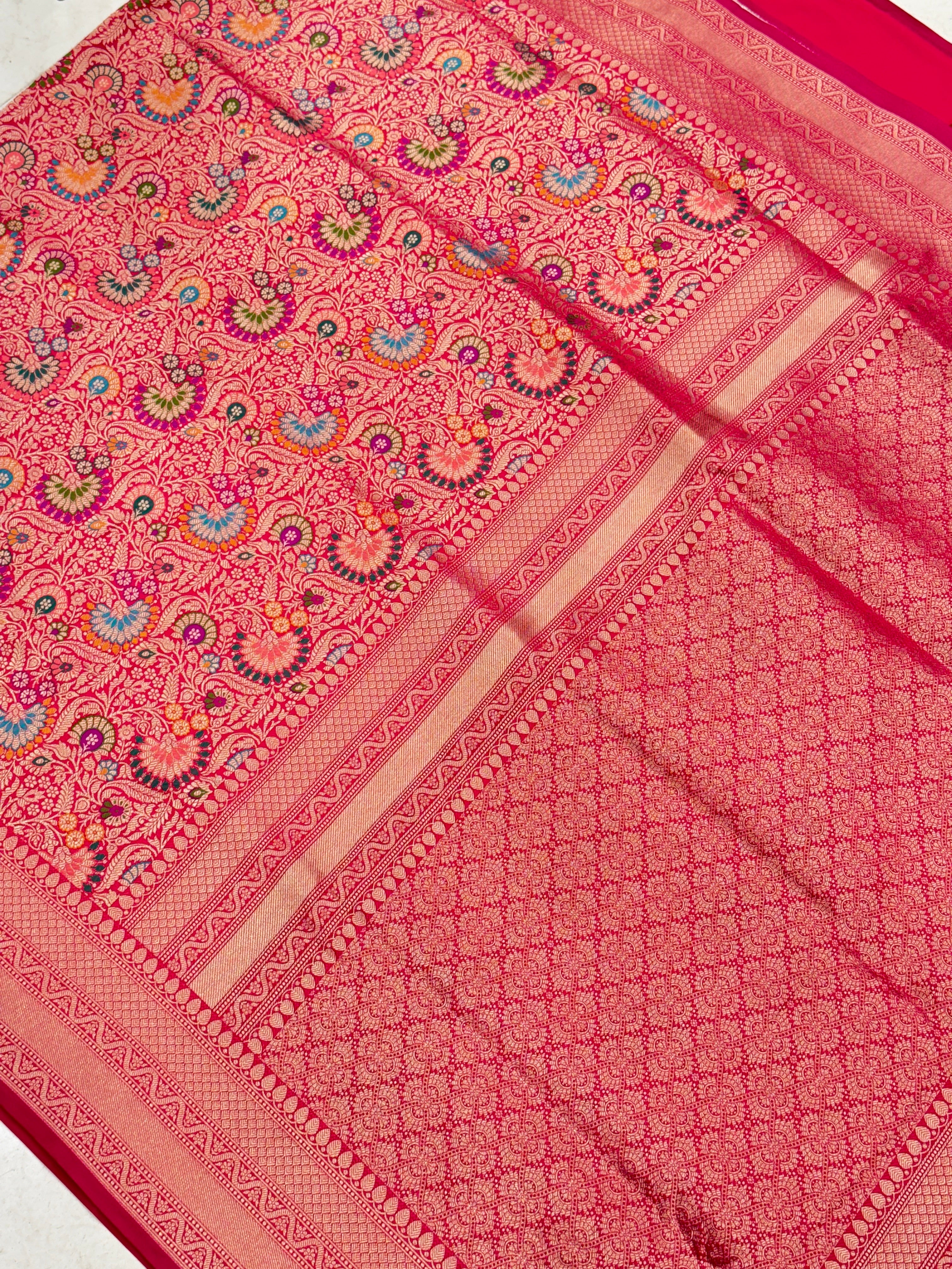Rani Banarasi Khinkwab Meenakari Woven Silk Saree