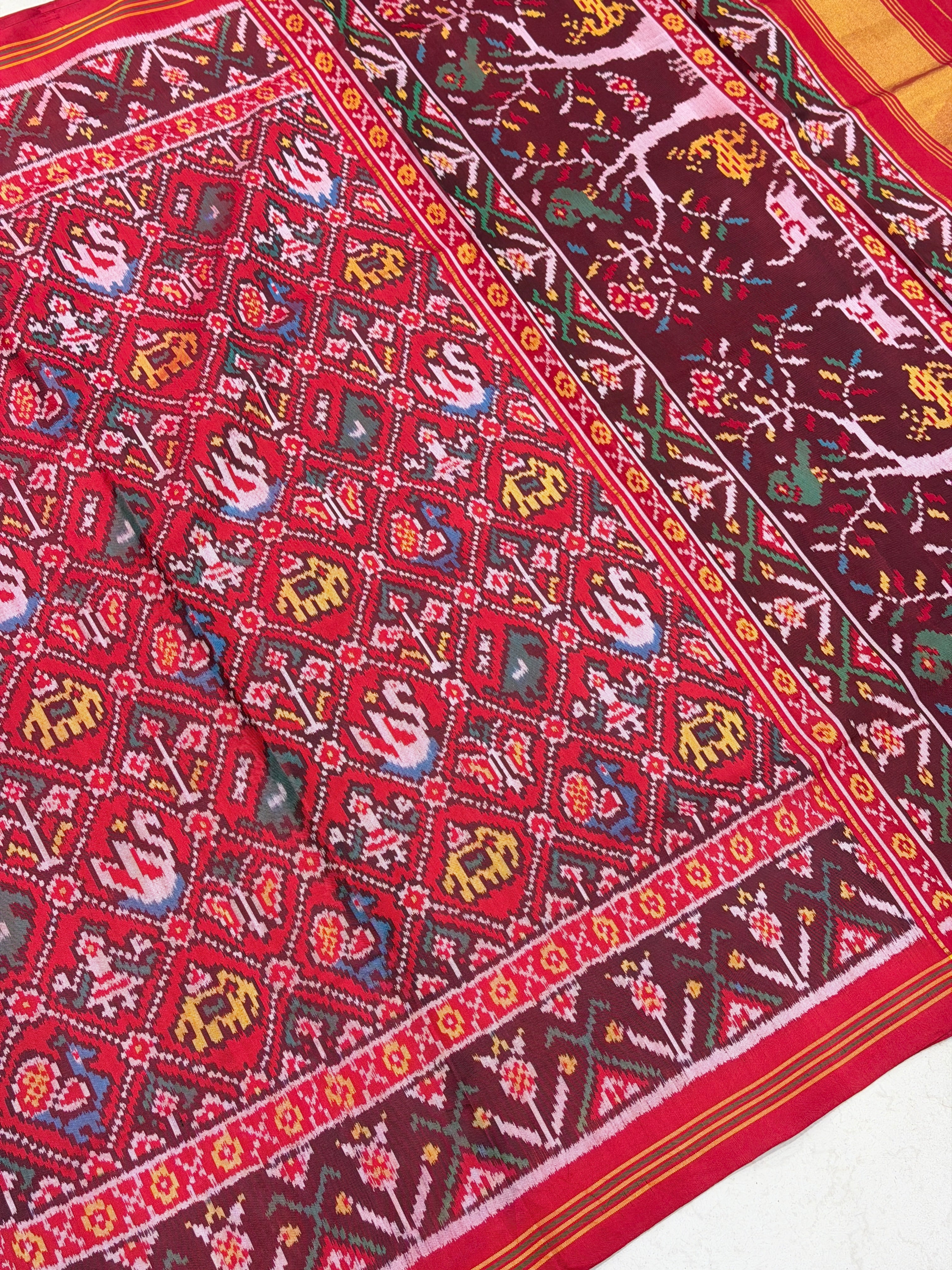 Red Narikunjar Patan Patola Handloom Saree