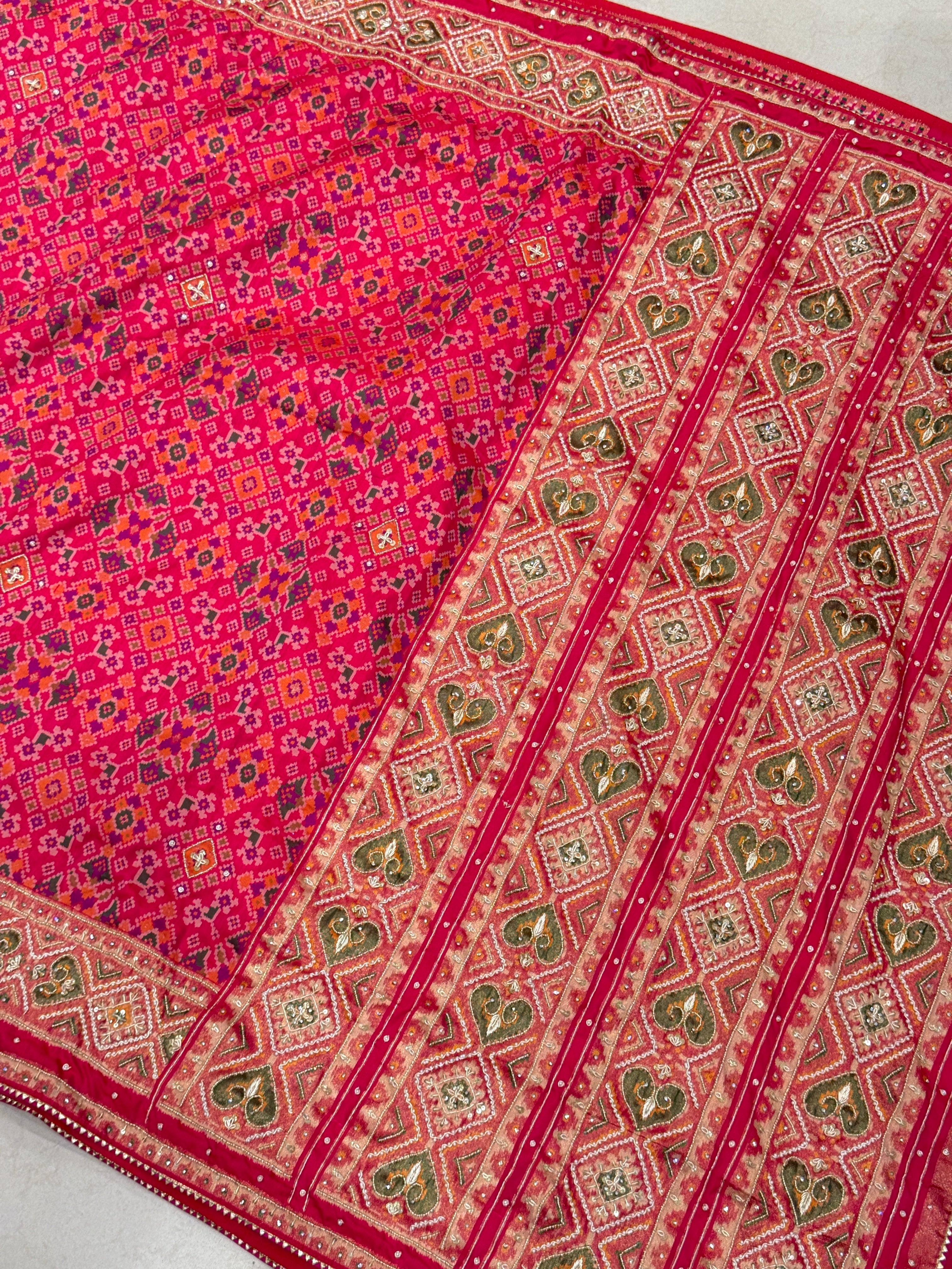 Rani Patola Ratan Bhat Hand Embroidery Saree