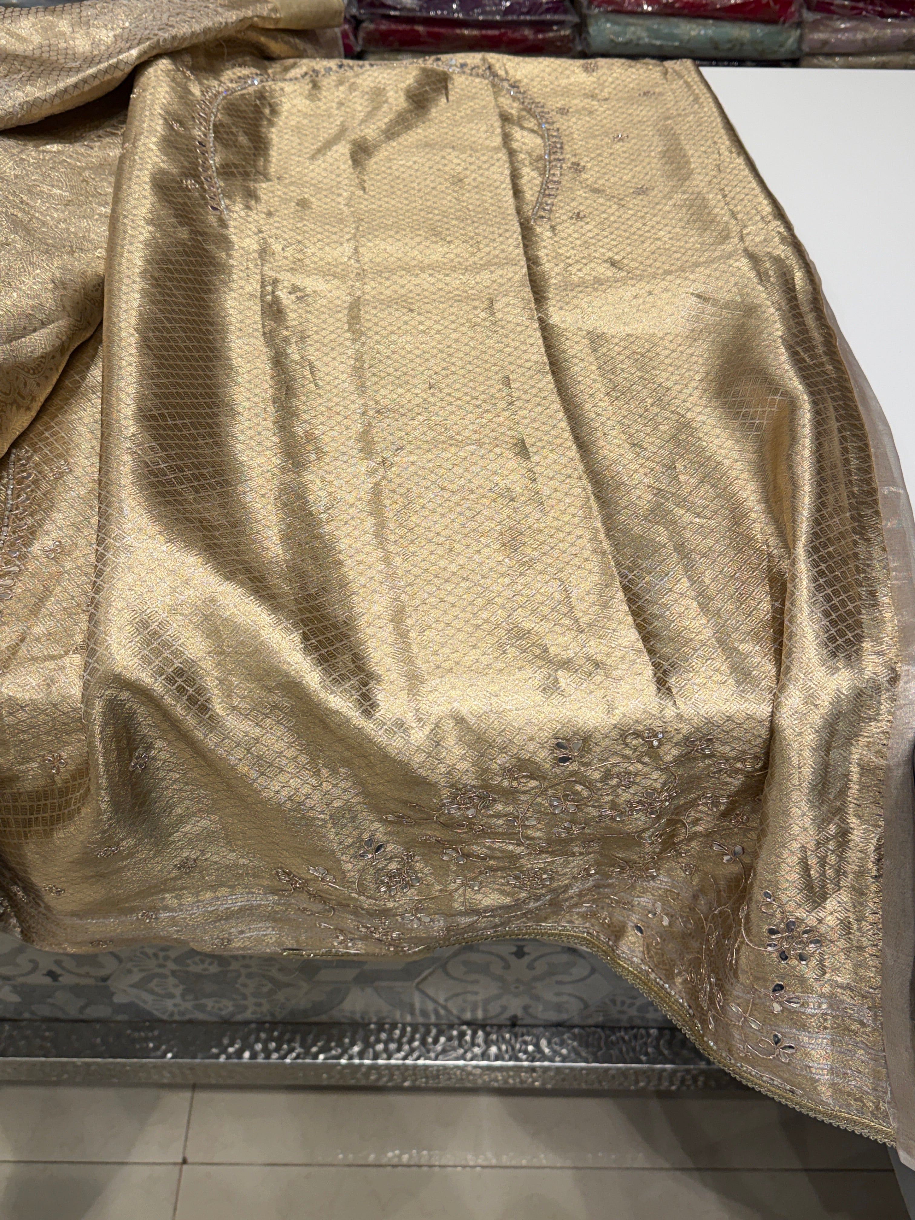 Golden Tissue Kanjivaram Contemporary Hand Embroidery Saree