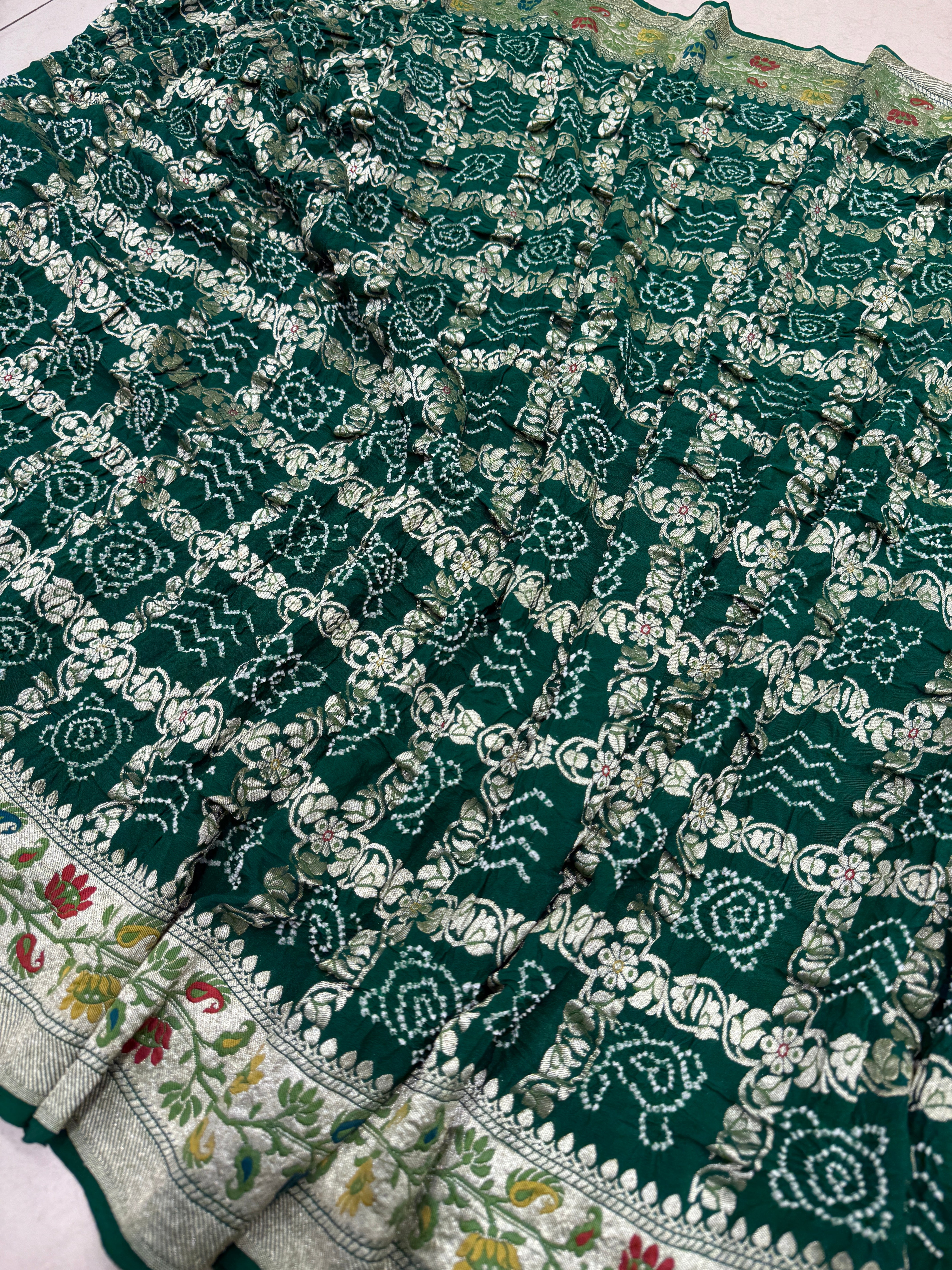 Bottle Meenakari Gharchola Bandhej Saree