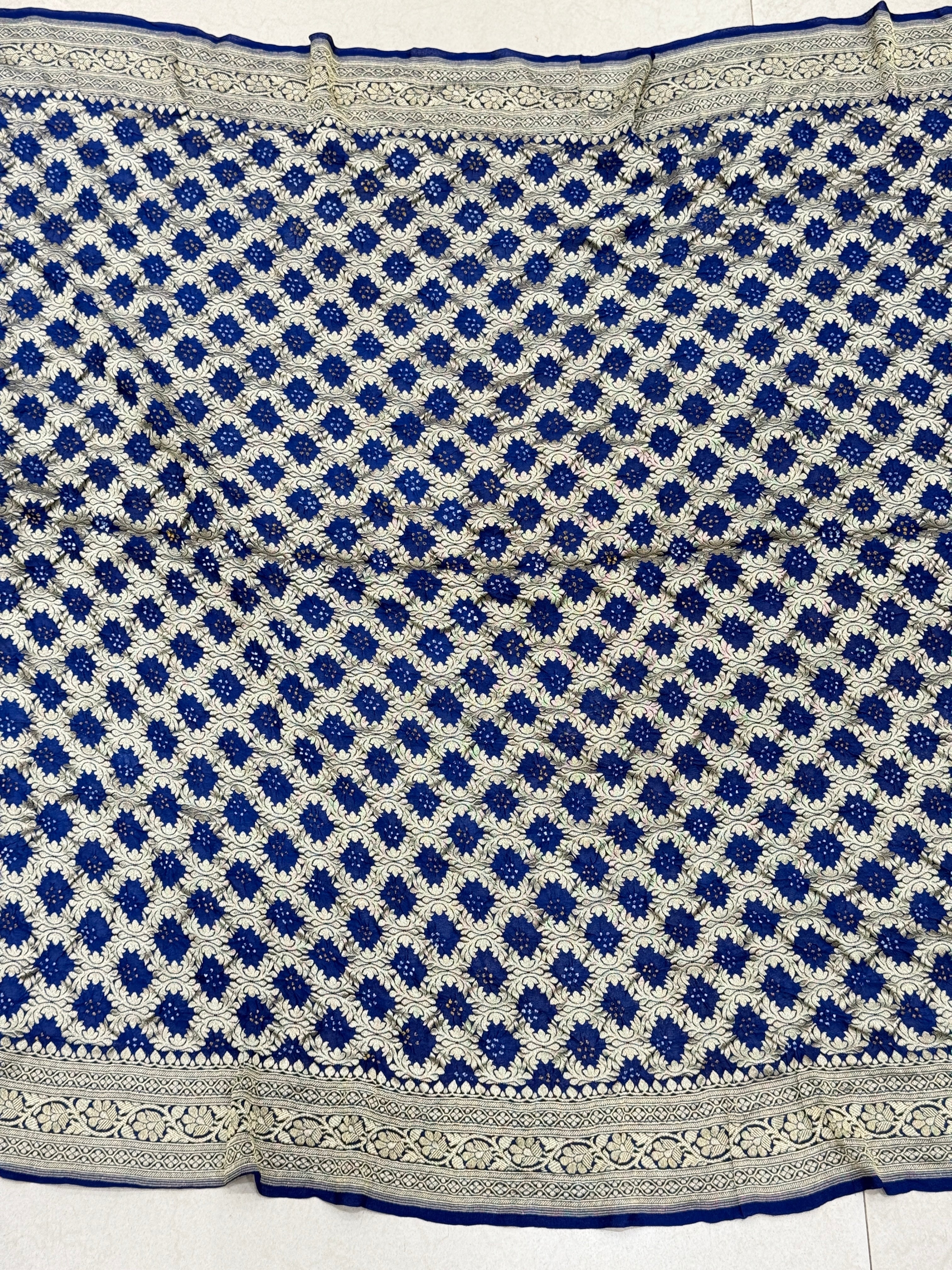Royal Blue Bandhej Bandhini Saree