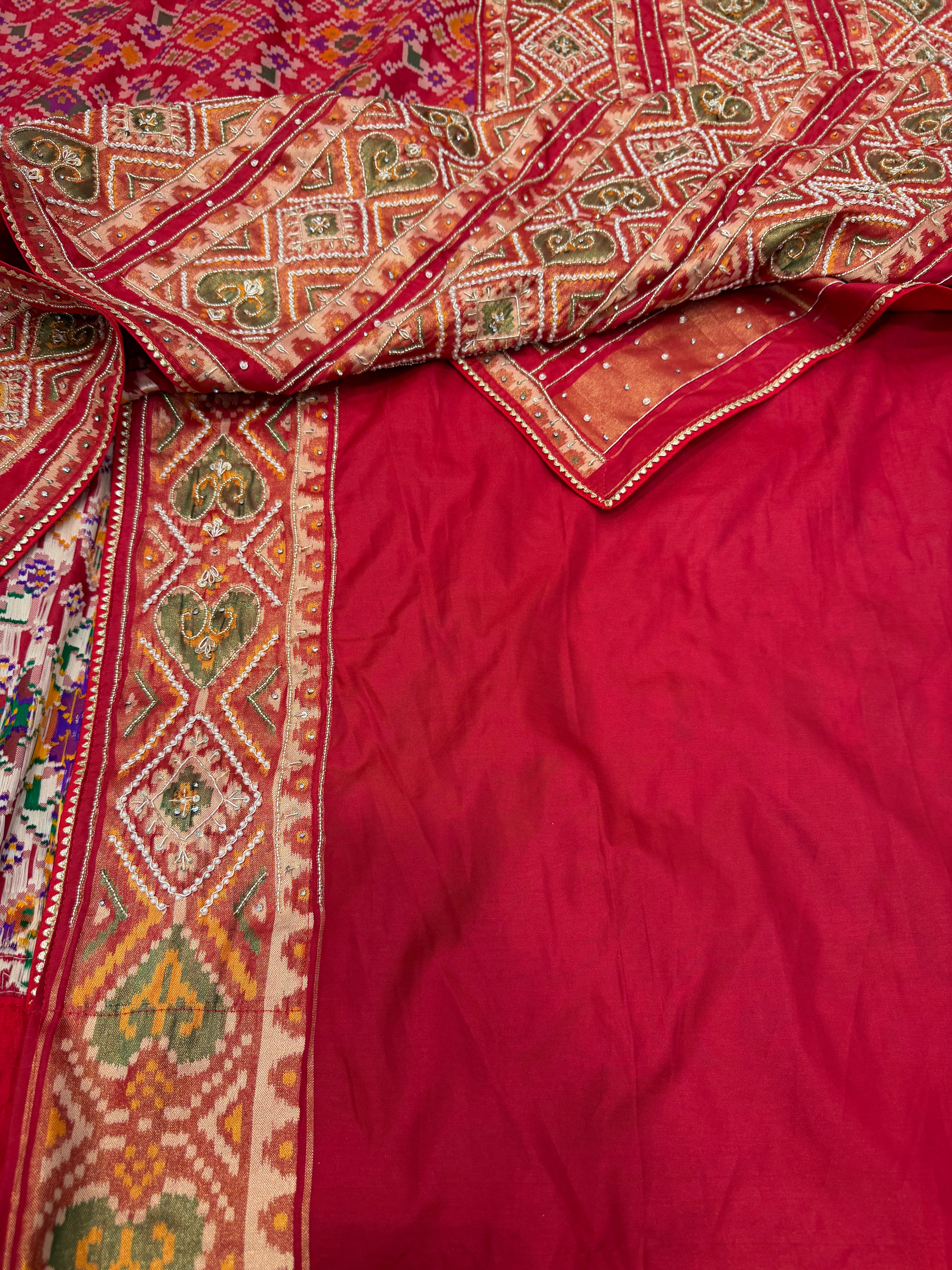 Red Patola Rata Bhat Hand Embroidery Saree