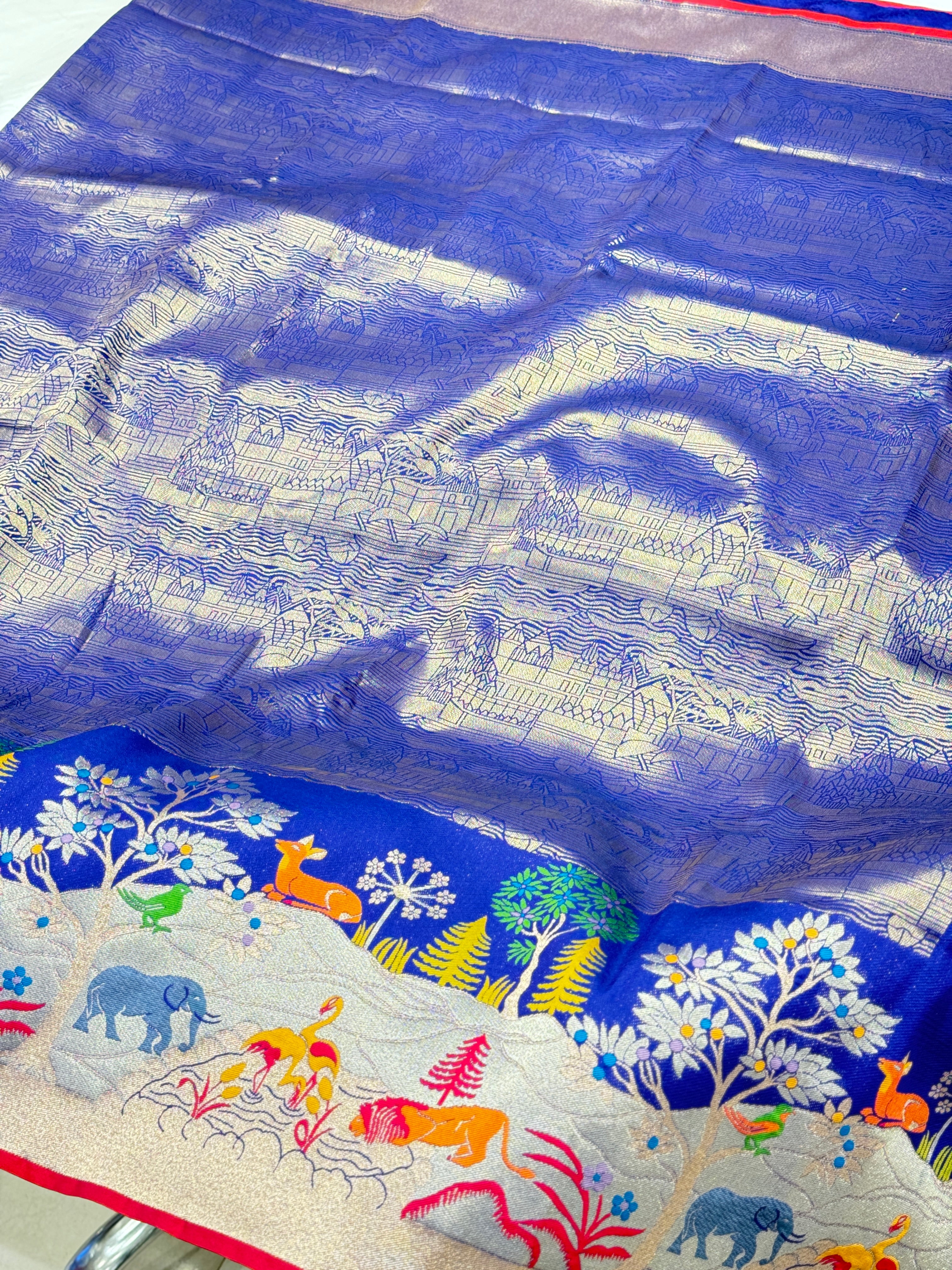 Royal Blue Banarasi Ganga Ghat x Shikara Saree