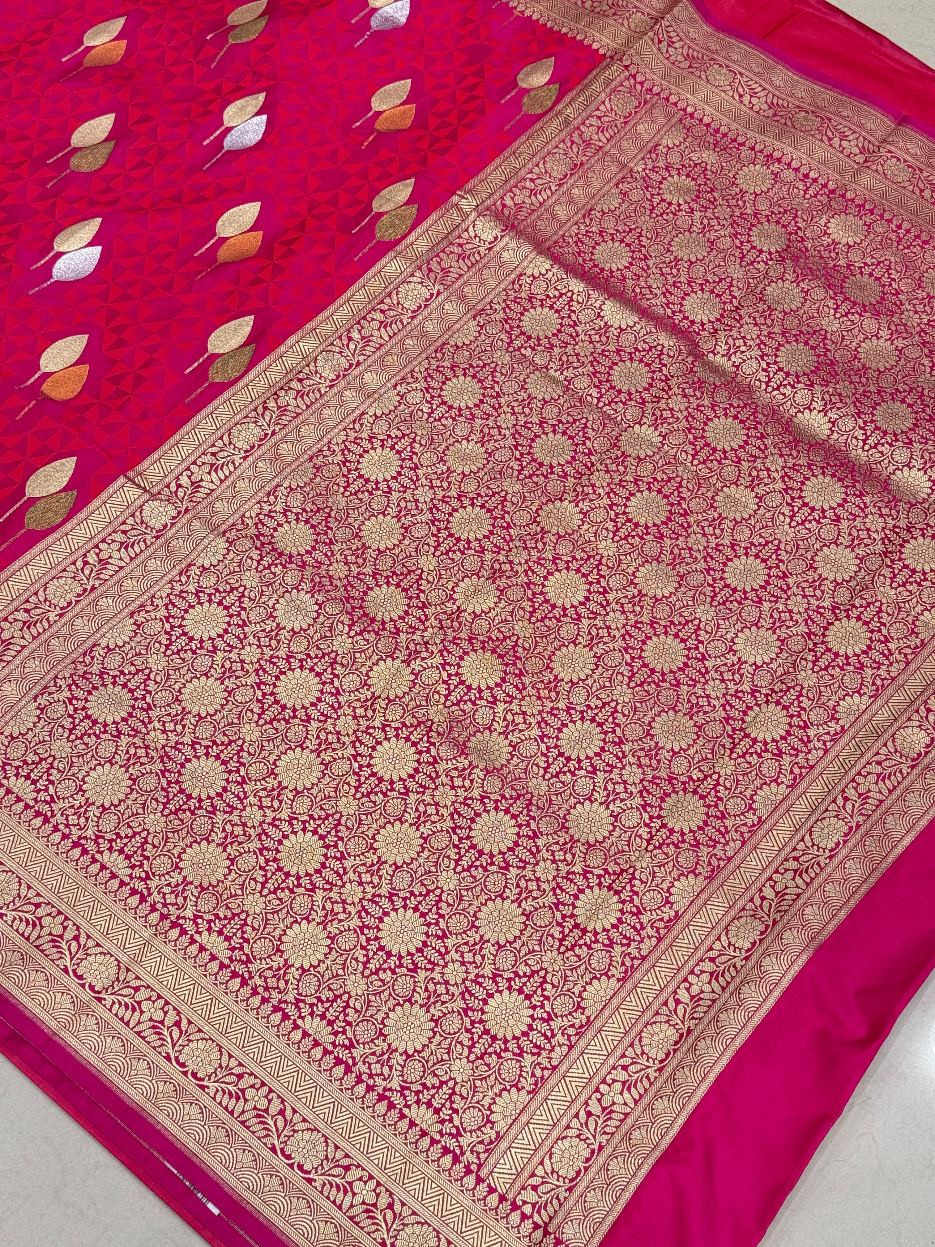 Rani Banarasi Silk Sliver Gold Butta Saree