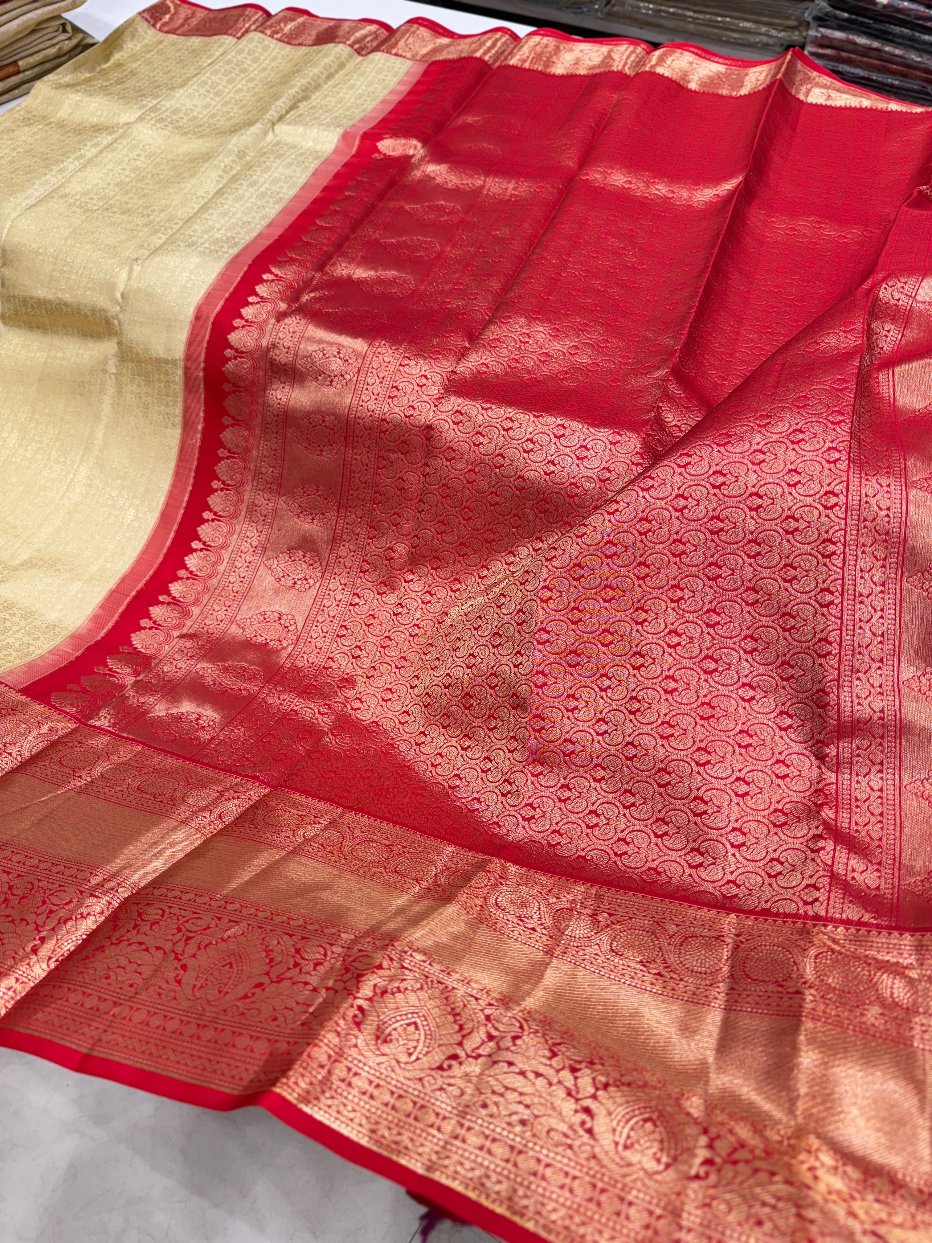 Light Beige Kanjivaram Silk Saree