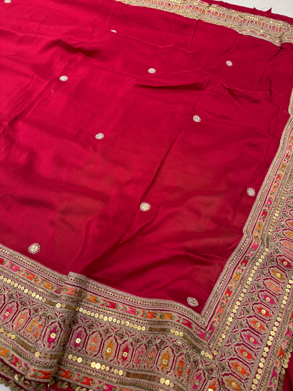 Red Pure Silk Sabyasachi Inspired Marodi Embroidery Saree