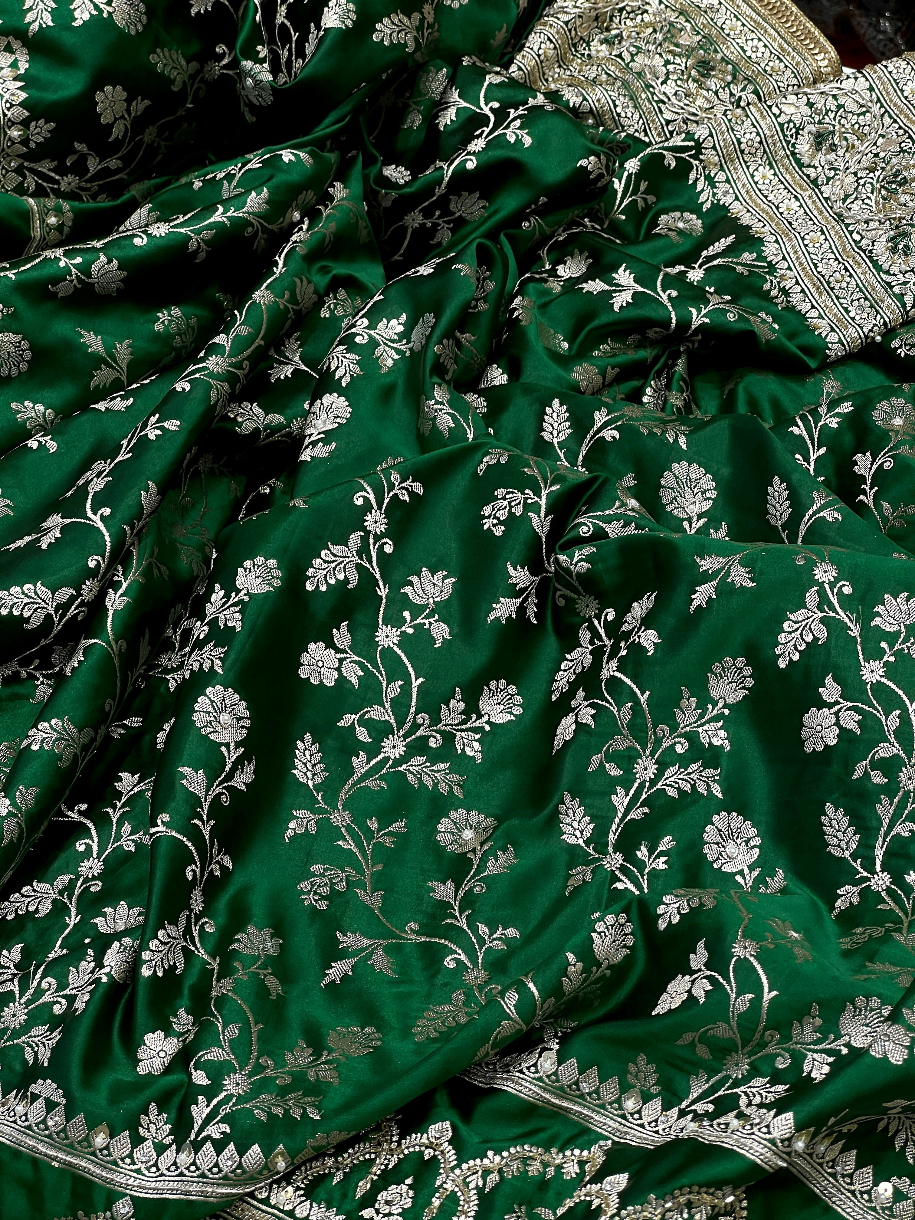 Bottle Green Banarasi Chain Embroidery 2.0