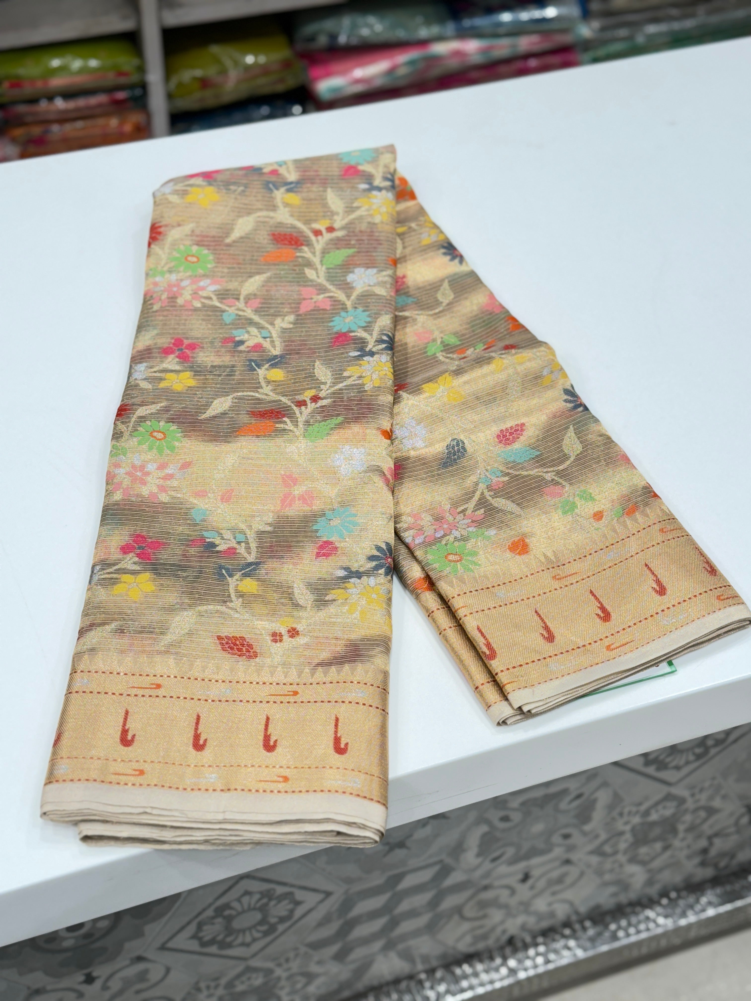 Muniya Jaal Double Tissue Zari Kota Saree Paithani