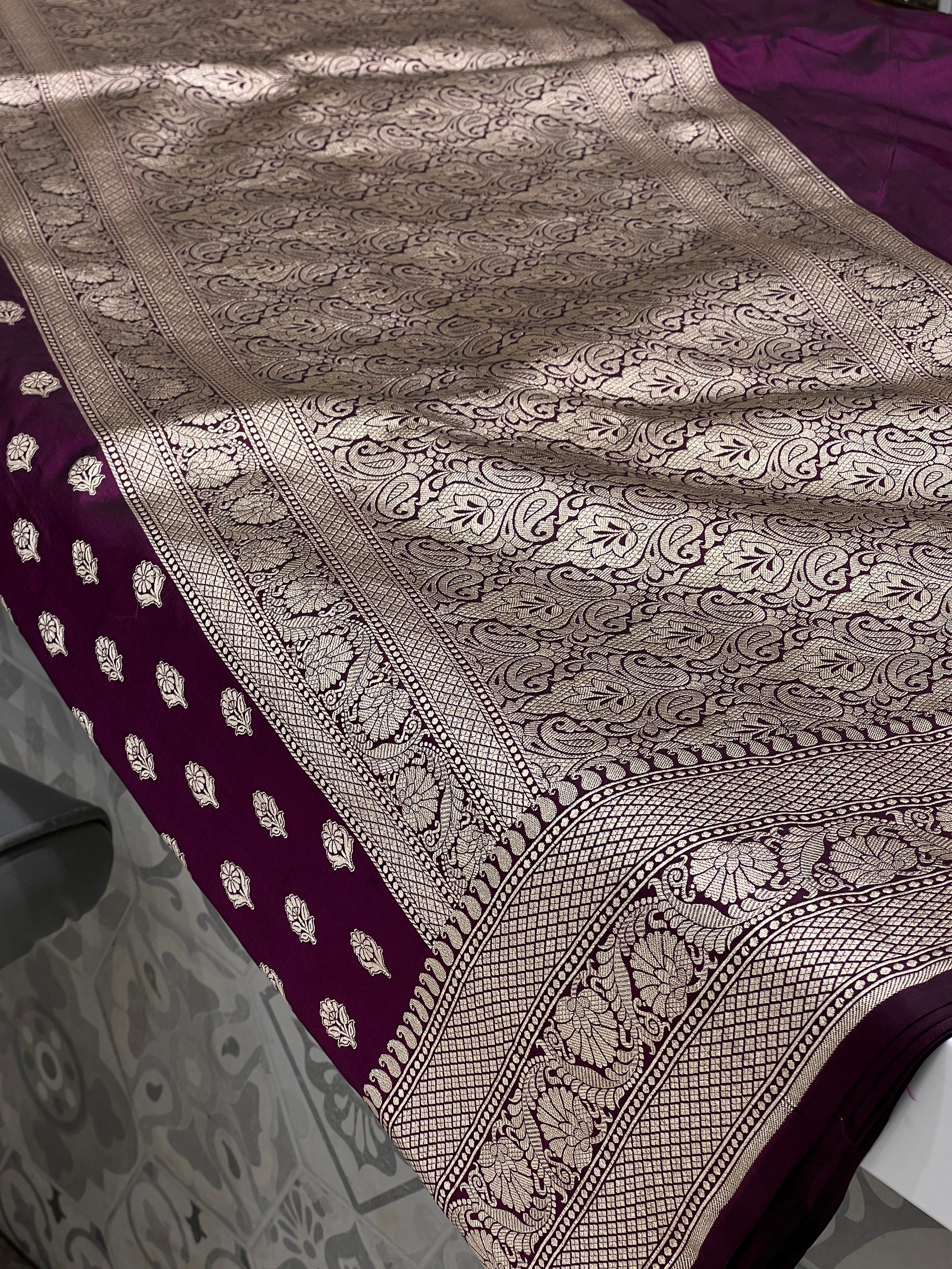 Wine Handloom Katan Silk Saree